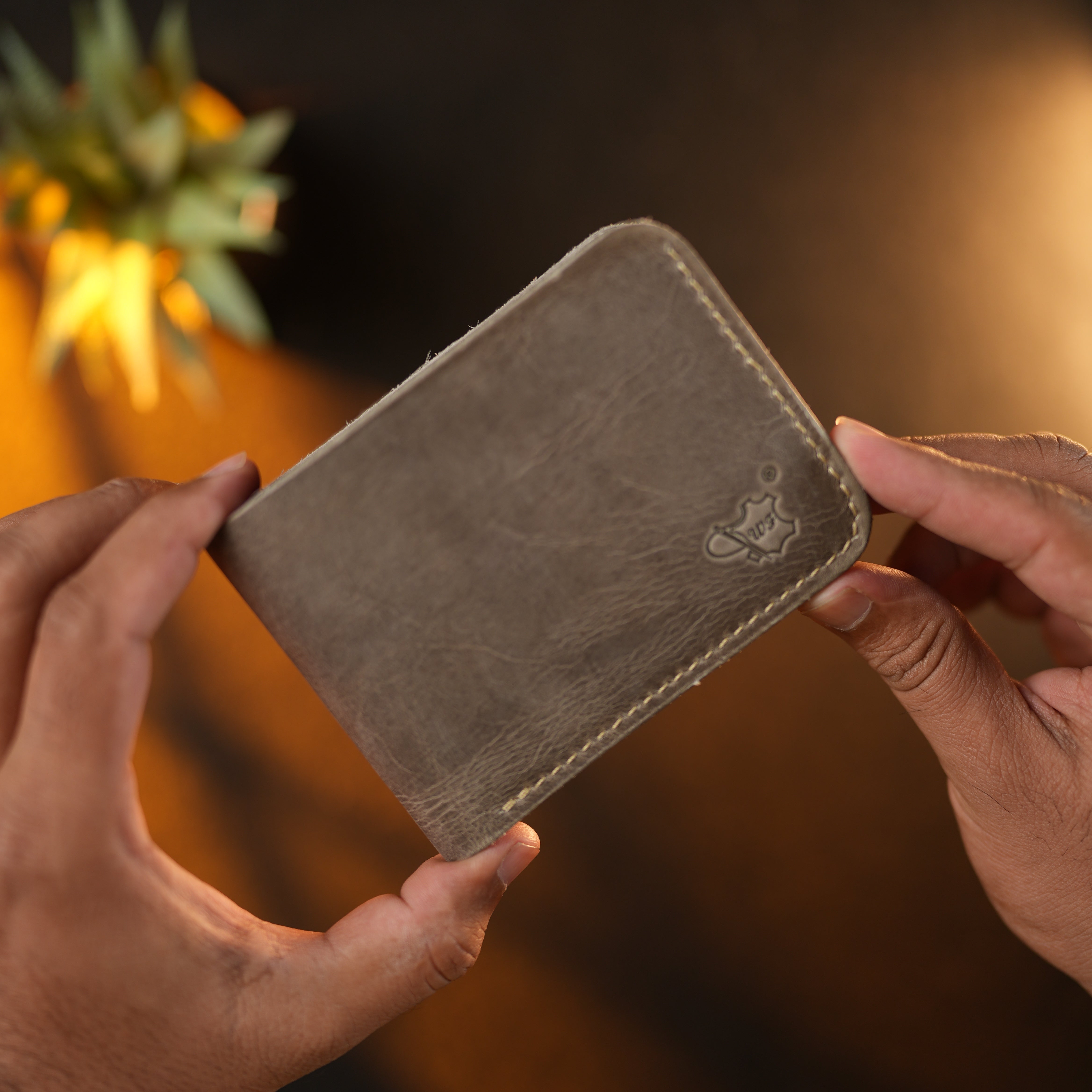 No.55 Bilfold Leather wallet Gray Color