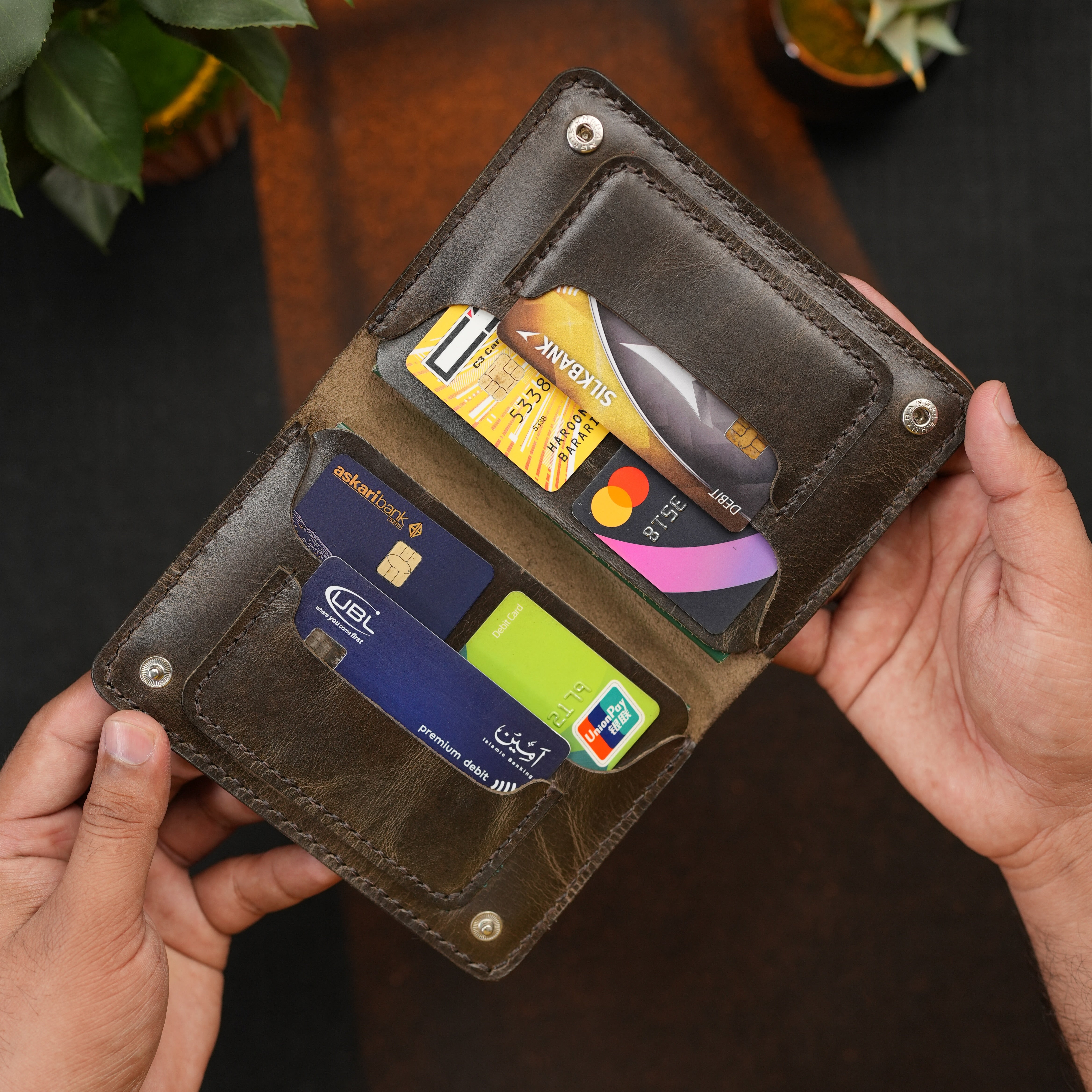 Passport Wallet Handmade Full Grain Chrome Tan Pull-Up Leather Brown Color