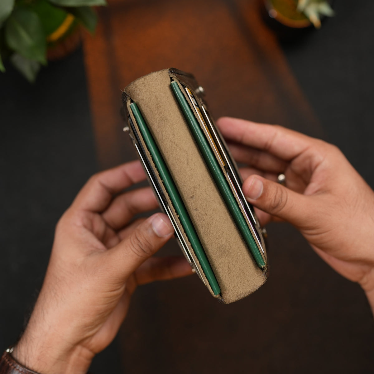 Passport Wallet Handmade Full Grain Chrome Tan Pull-Up Leather Brown Color