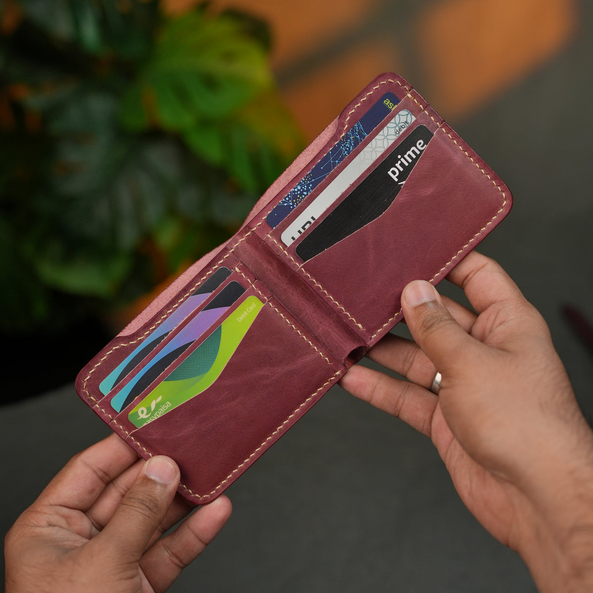 No. 124 Bifold Leather Wallet Burgandy Color