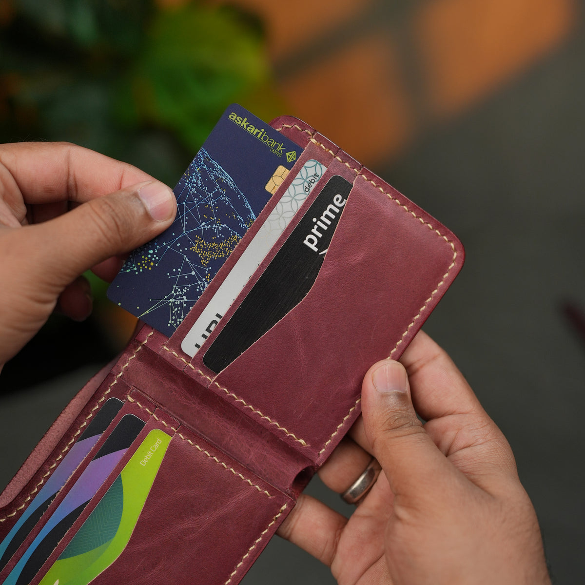 No. 124 Bifold Leather Wallet Burgandy Color