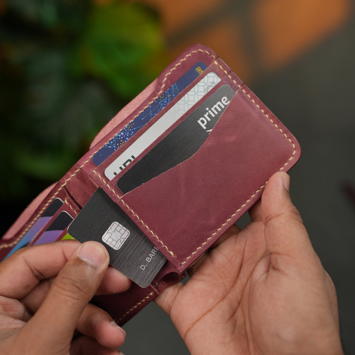 No. 124 Bifold Leather Wallet Burgandy Color
