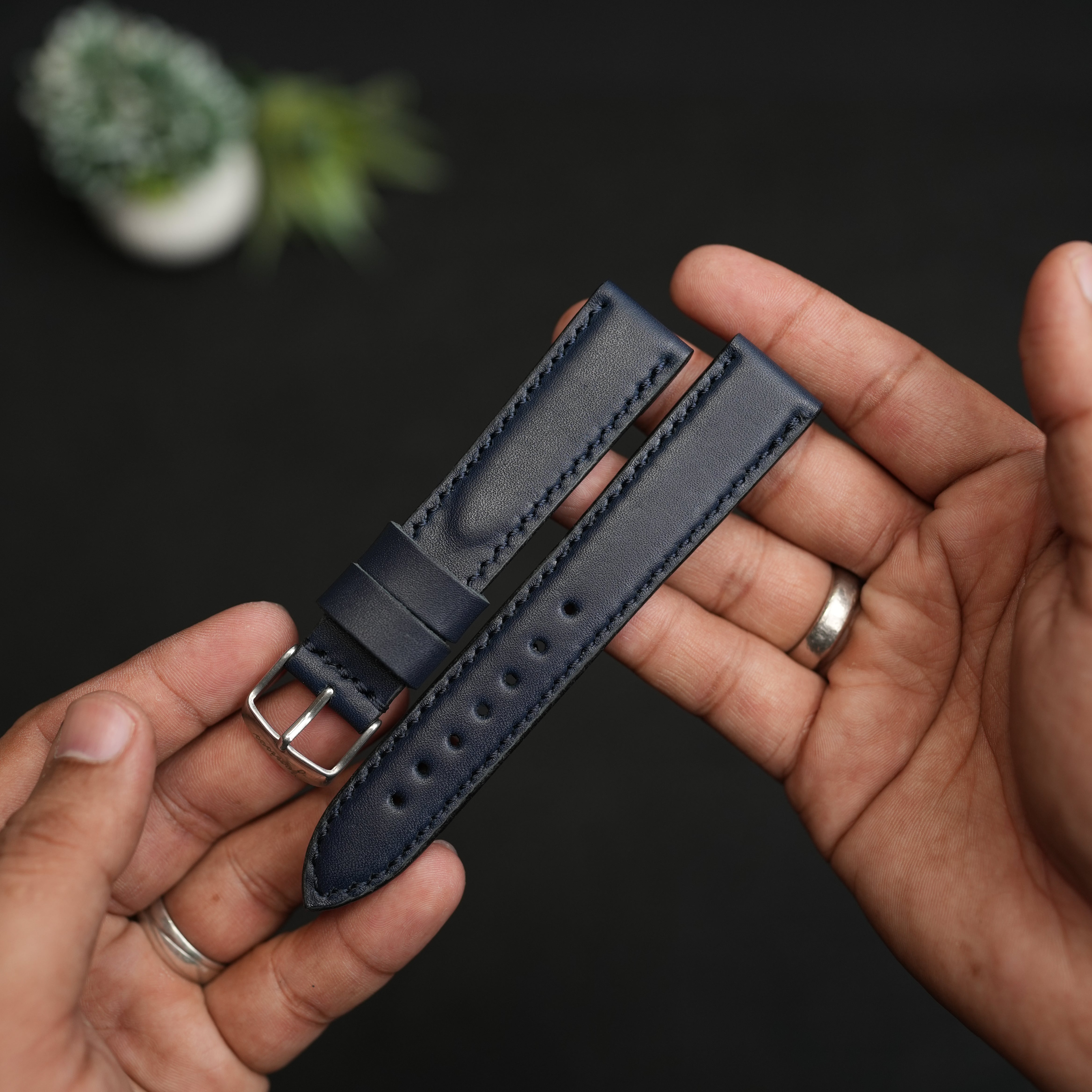 LEATHER WATCH STRAPS BLUE COLOR FULLY PADDED