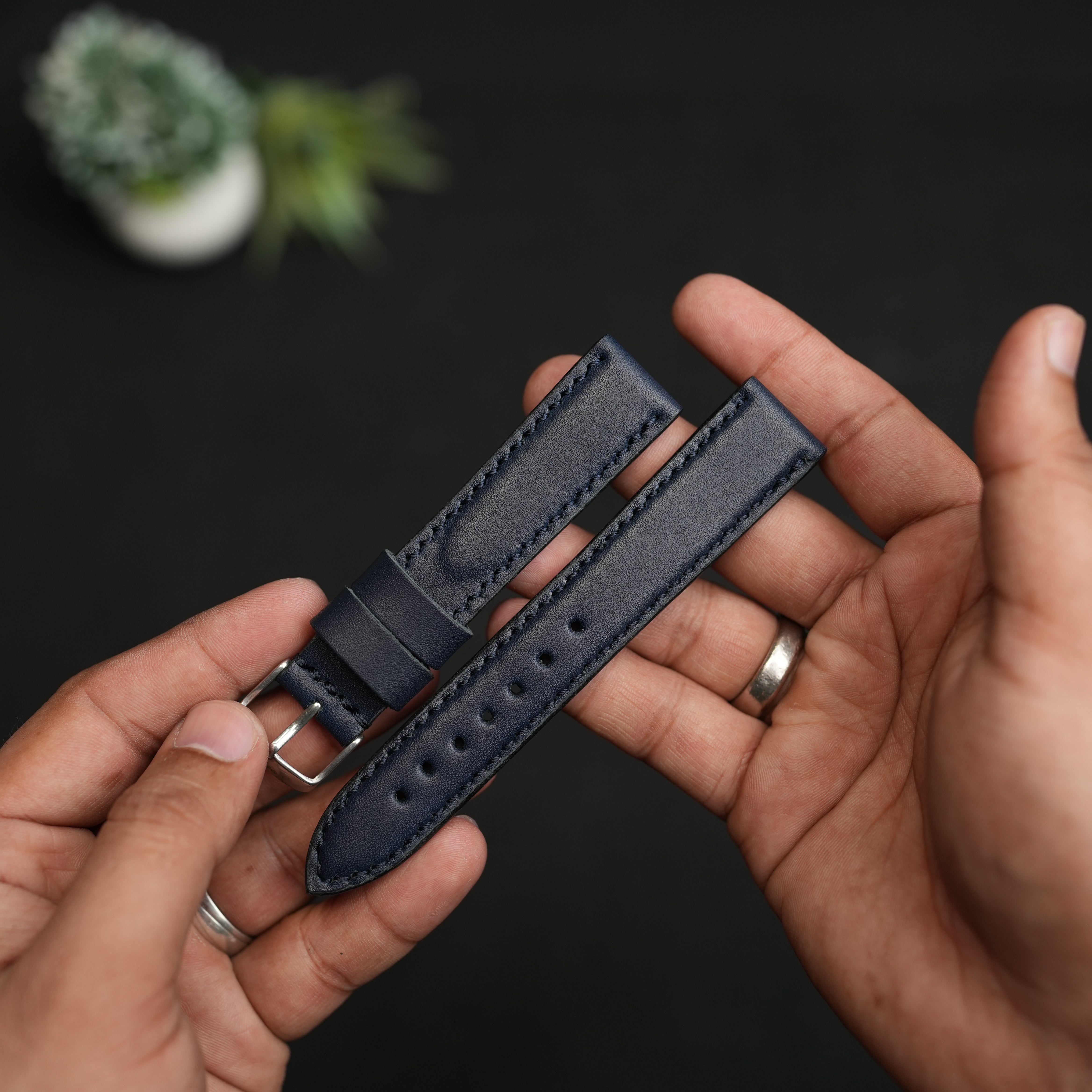 LEATHER WATCH STRAPS BLUE COLOR FULLY PADDED