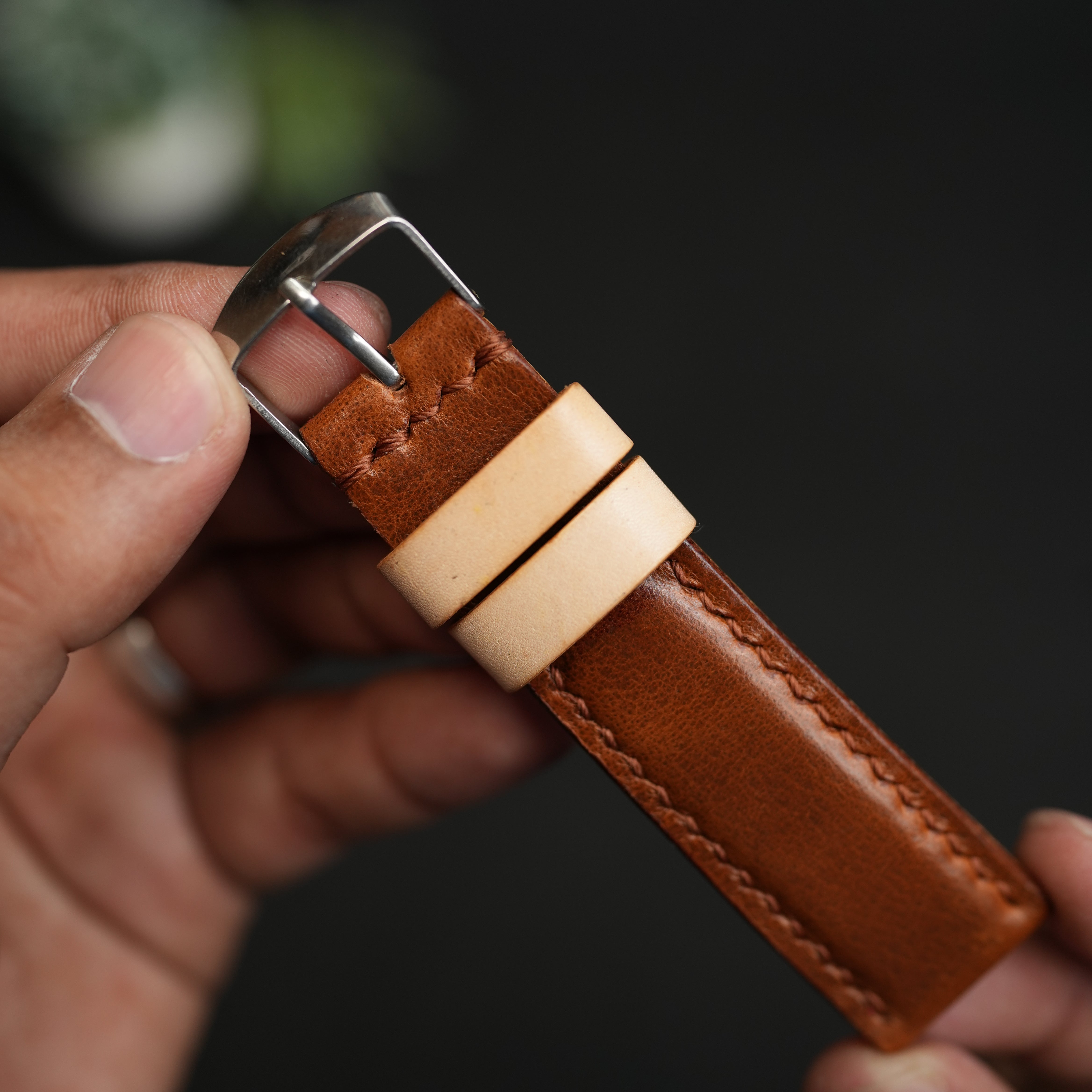 LEATHER WATCH STRAPS TAN COLOR FULLY PADDED