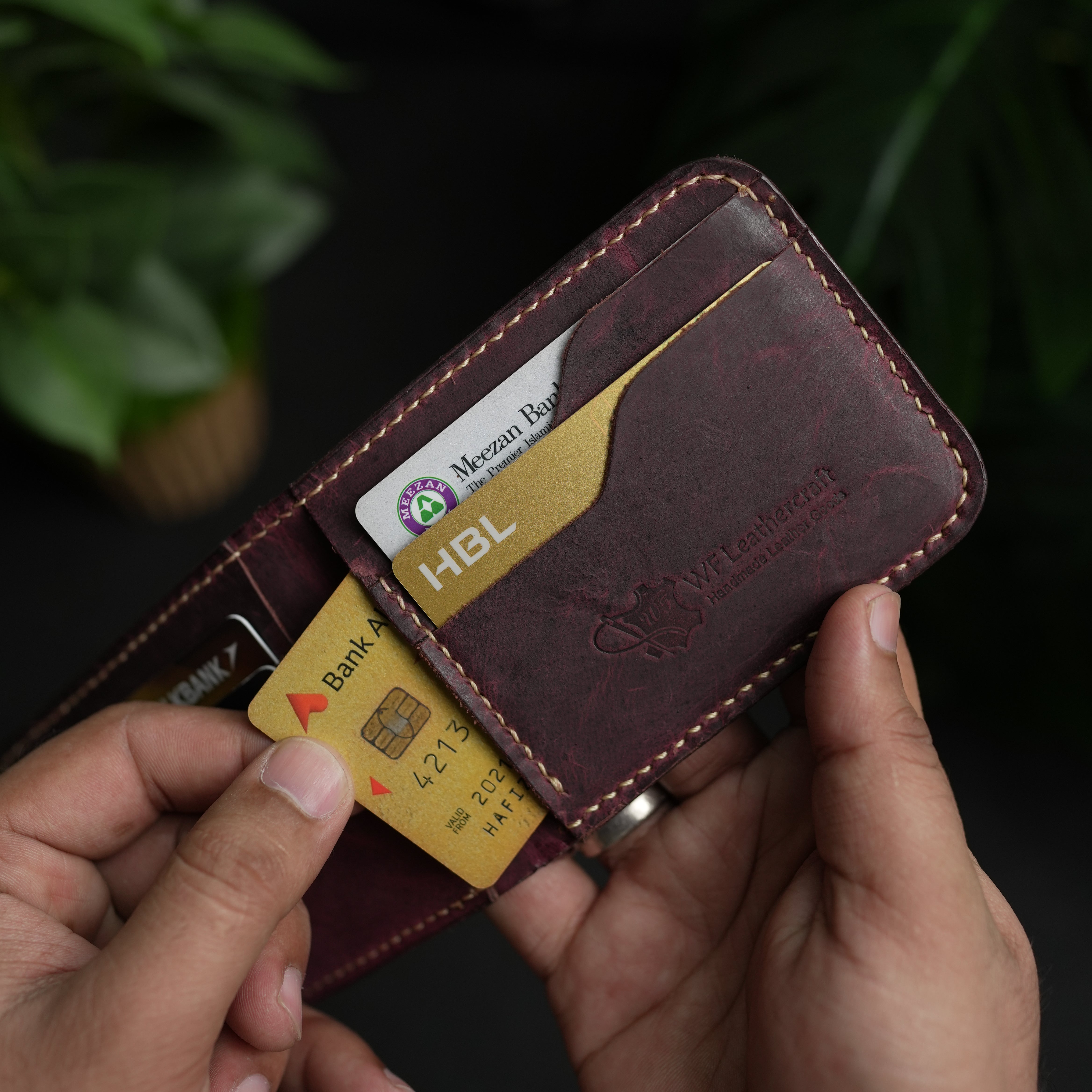 No.55 classic full stitched bifold wallet Bordo color