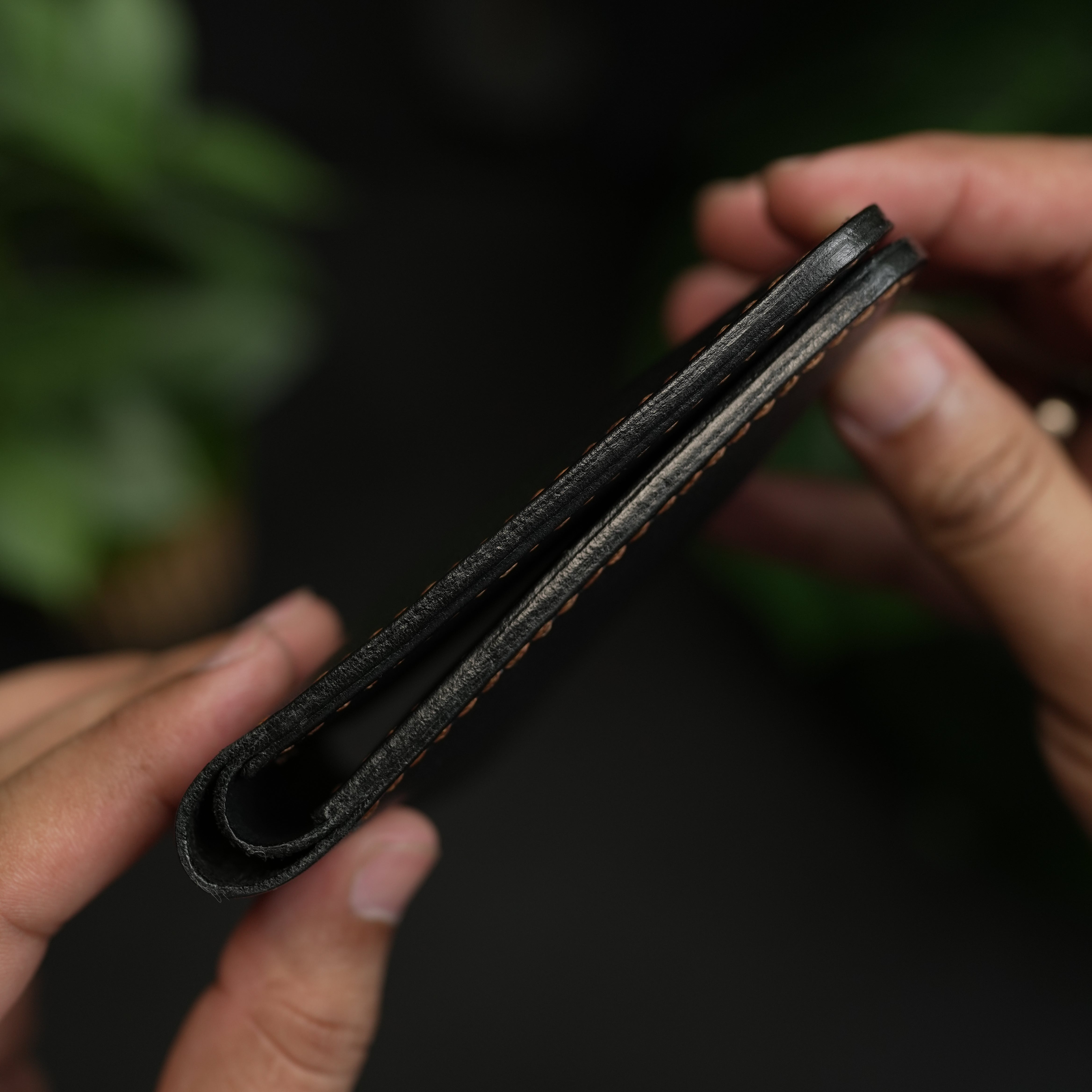 No.55 Bifold Leather Wallet Black color