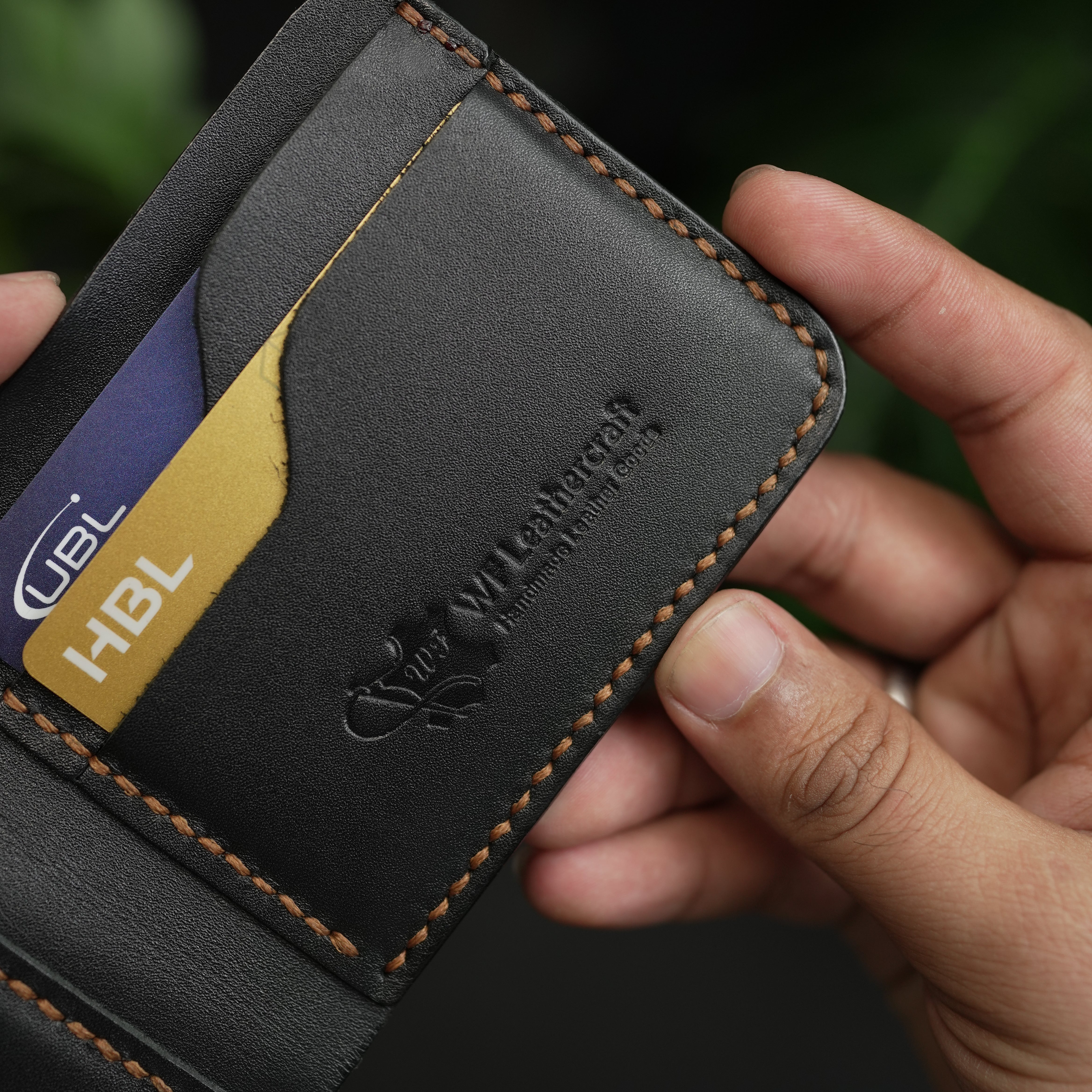 No.55 Bifold Leather Wallet Black color