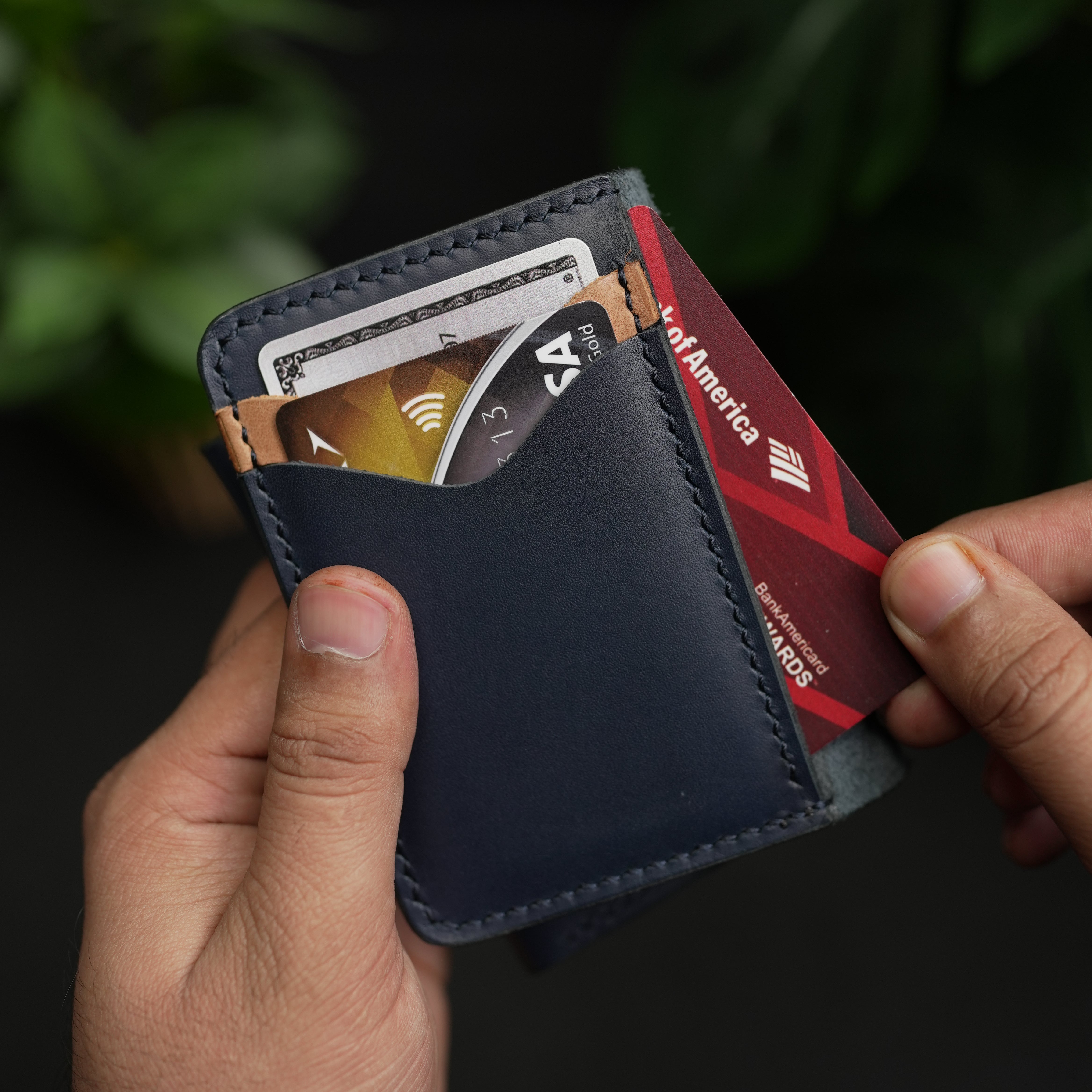 No. 69 vertical bifold wallet Blue & Brown color