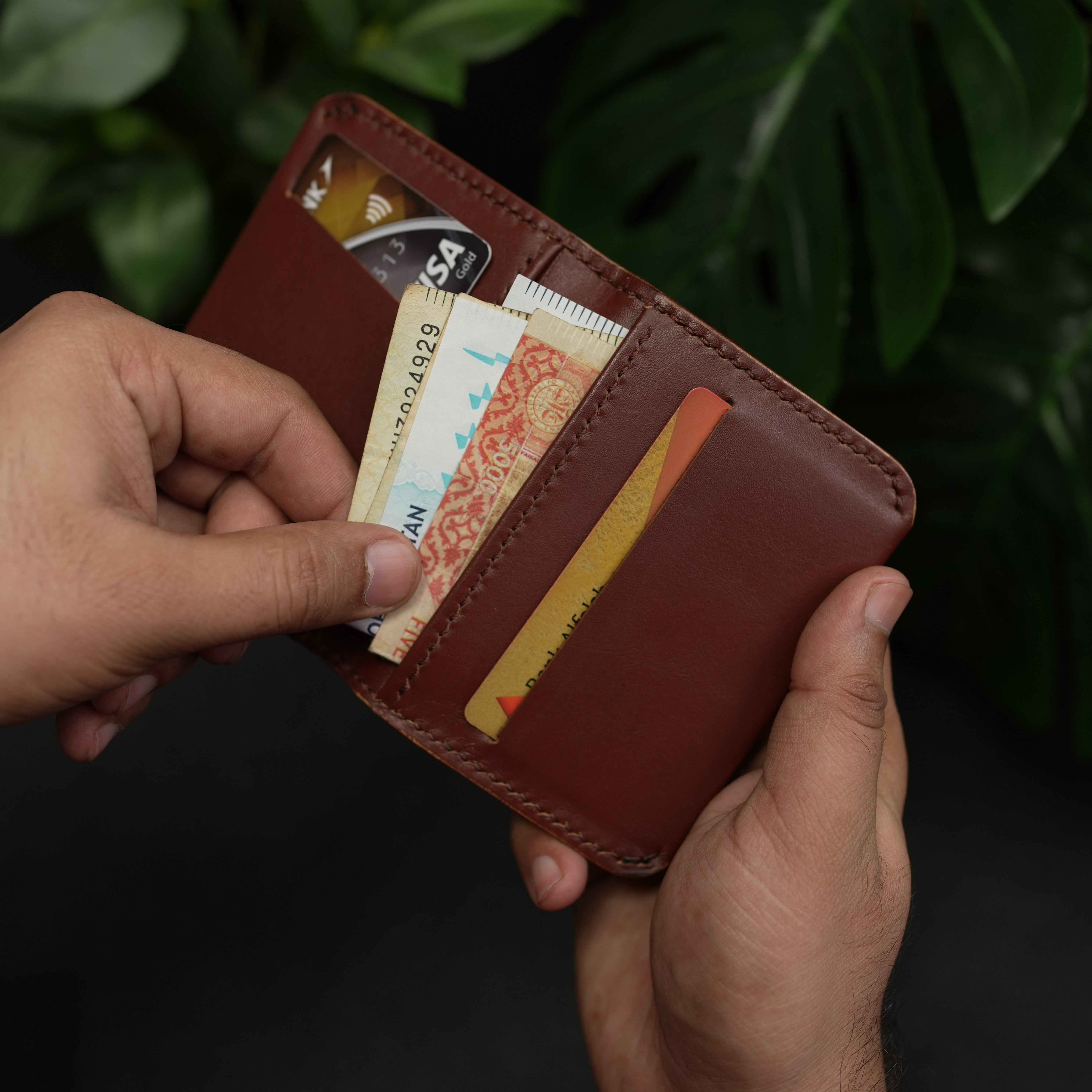 No. 108 Slim Ever Card Leather Wallet Buck Brown Color