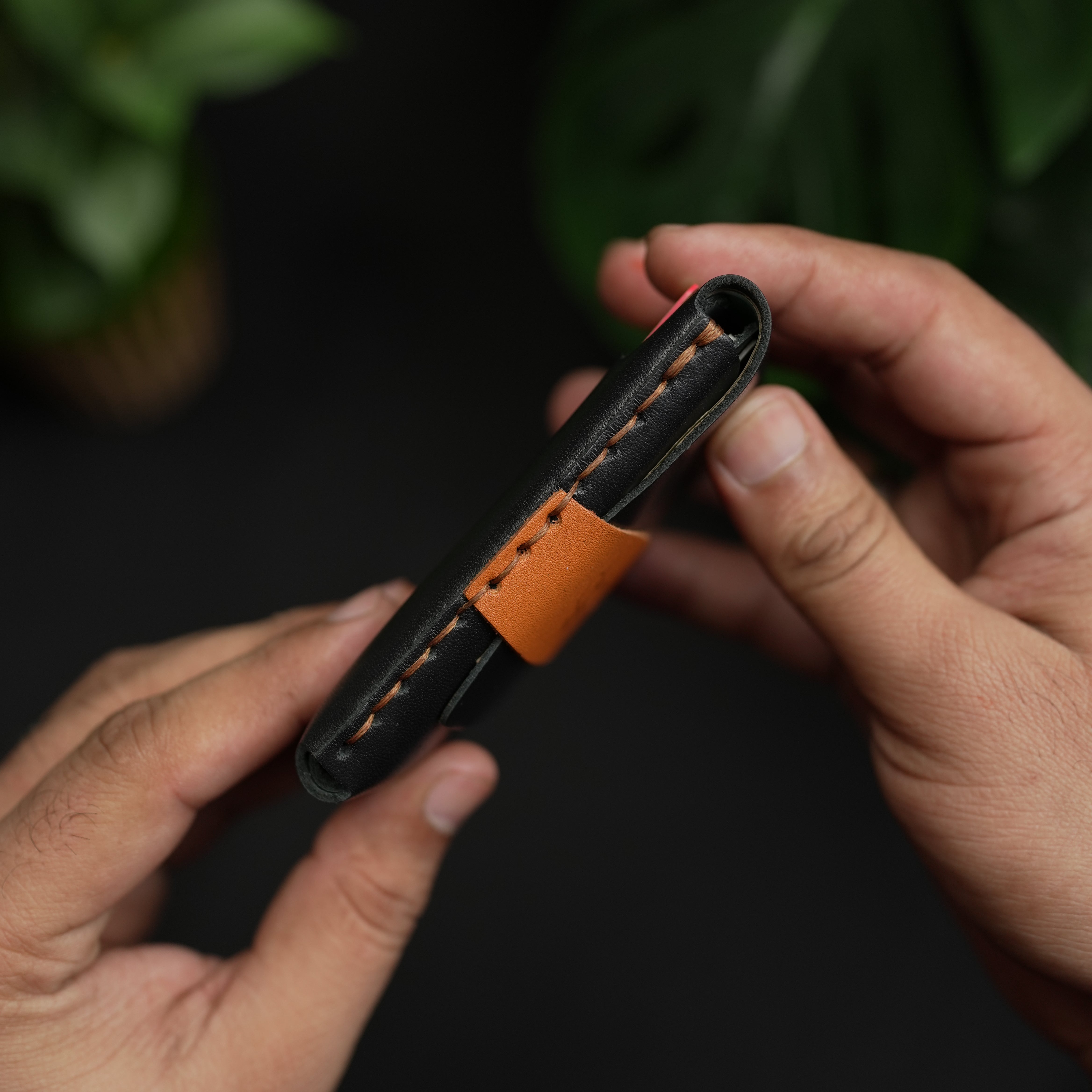 No. 101 All in one Card wallet Black with tan color