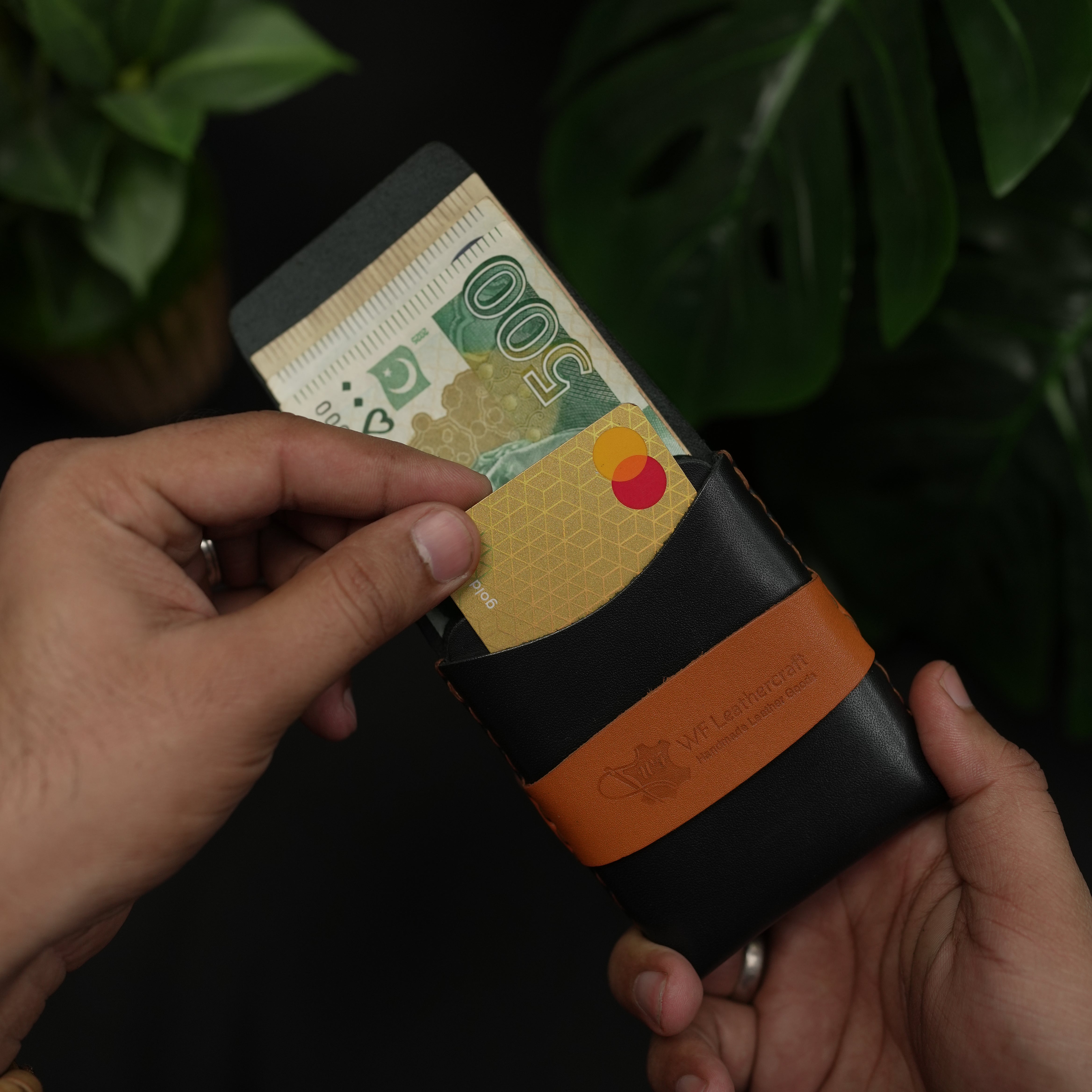 No. 101 All in one Card wallet Black with tan color