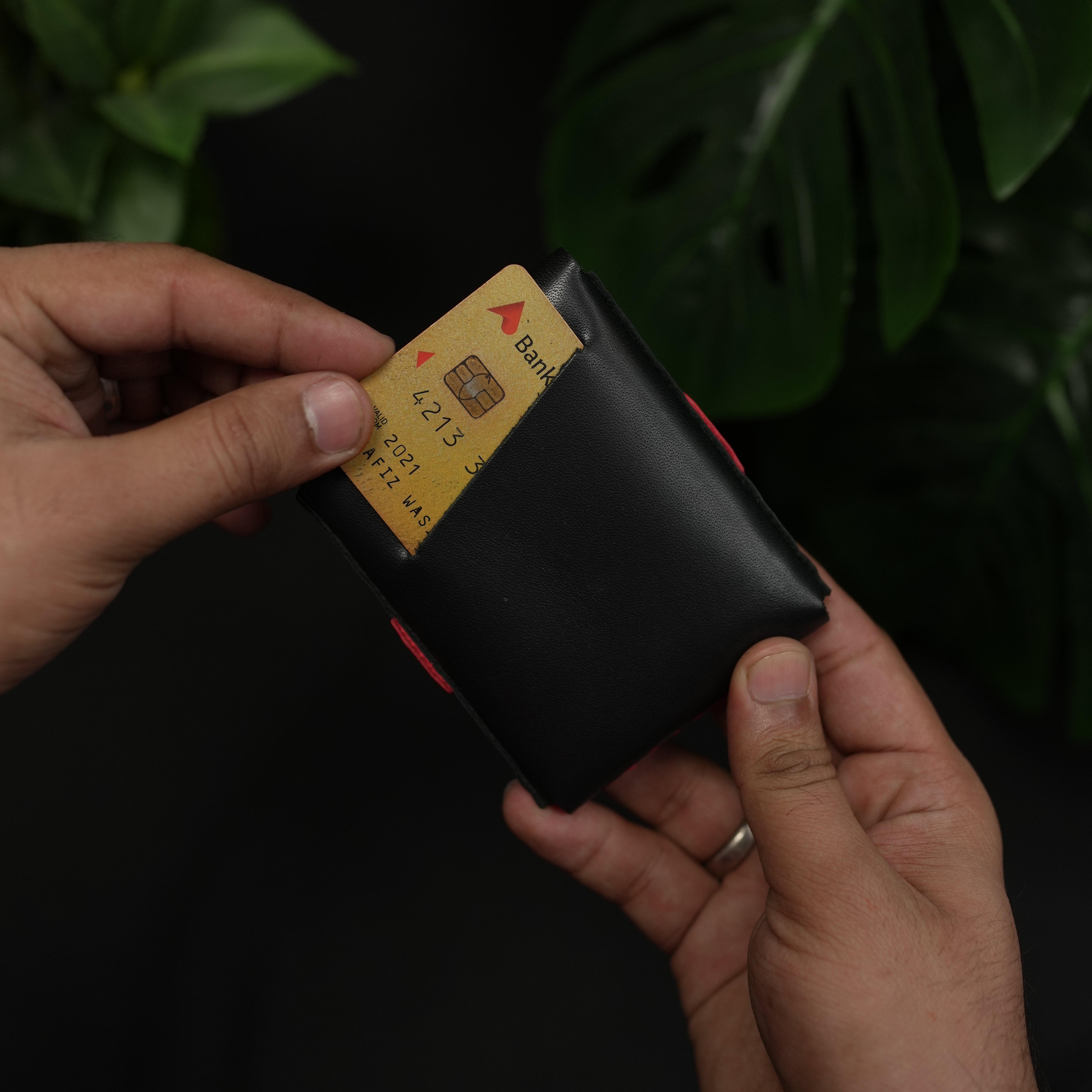 No. 101 All in one Card wallet Black with Red color