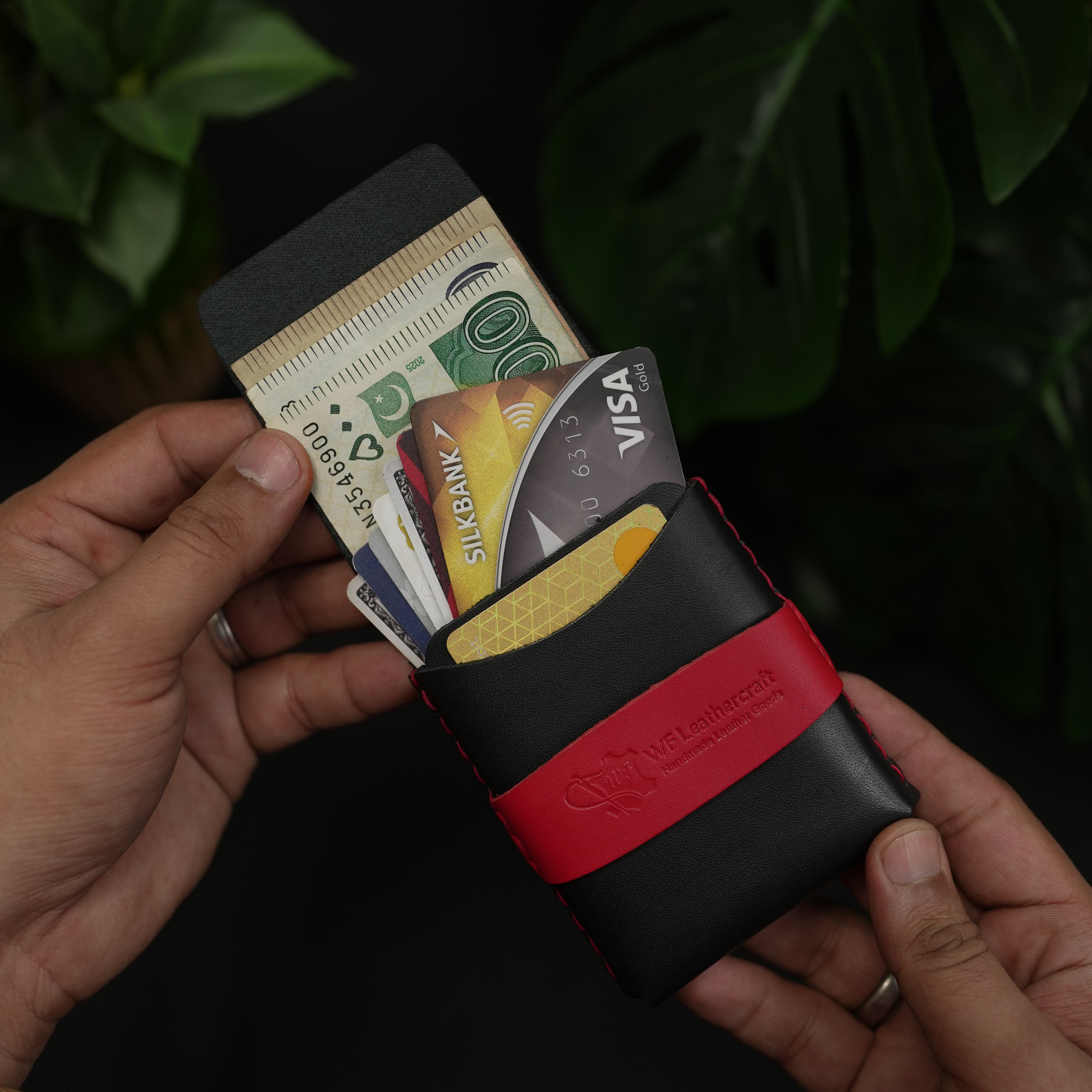 No. 101 All in one Card wallet Black with Red color