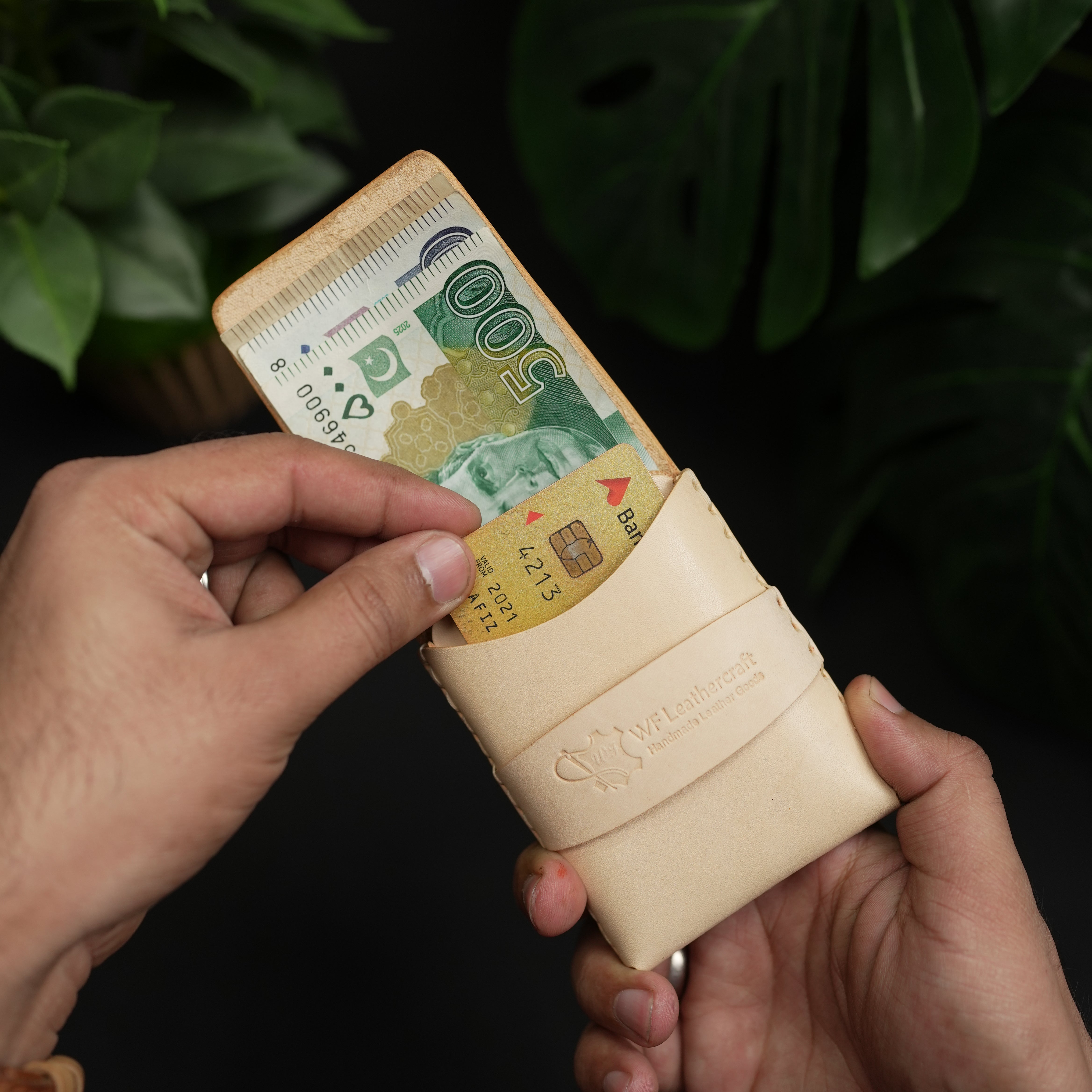 No. 101 All in one Card wallet natural vegtan leather