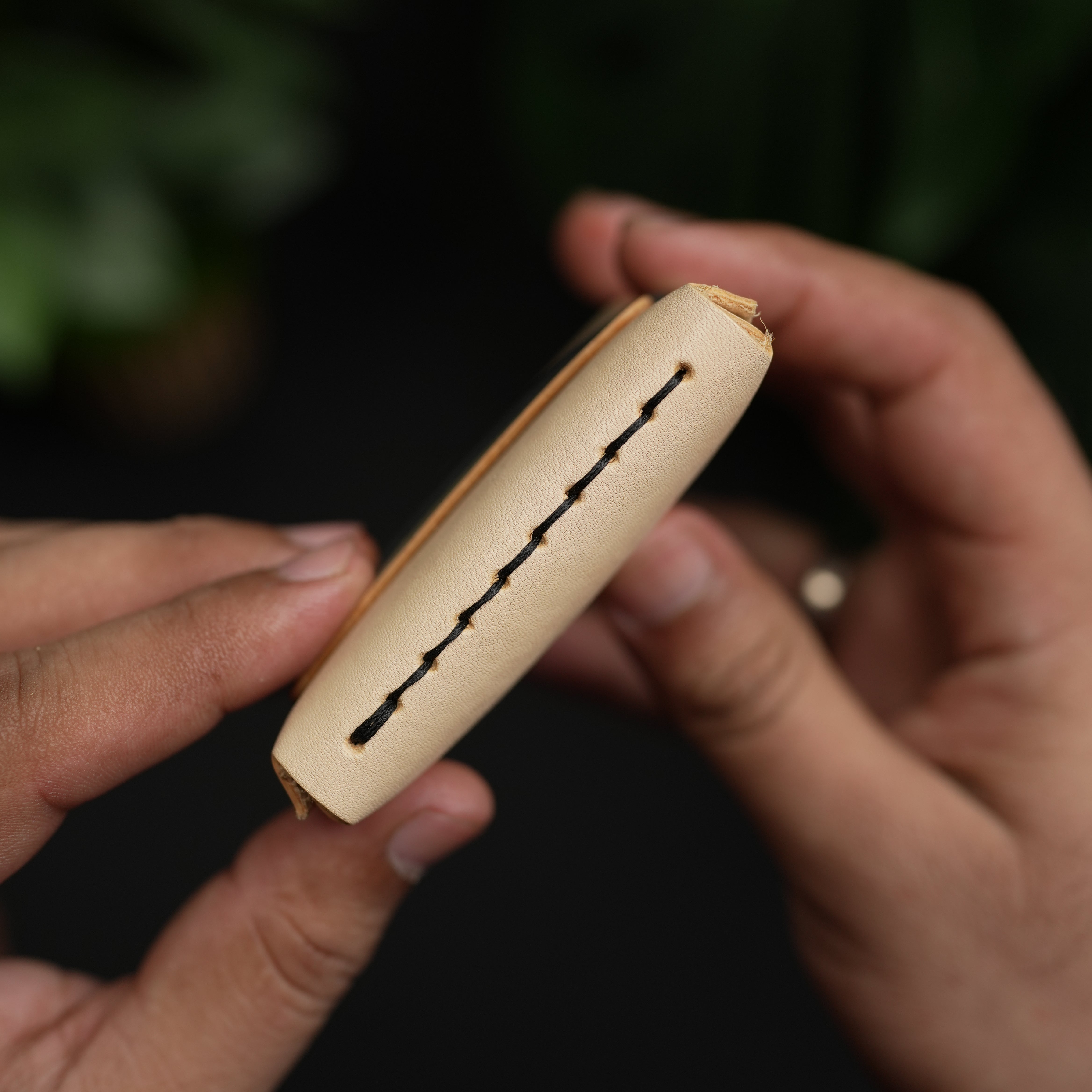 No. 101 All in one Card wallet natural vegtan leather & black combination