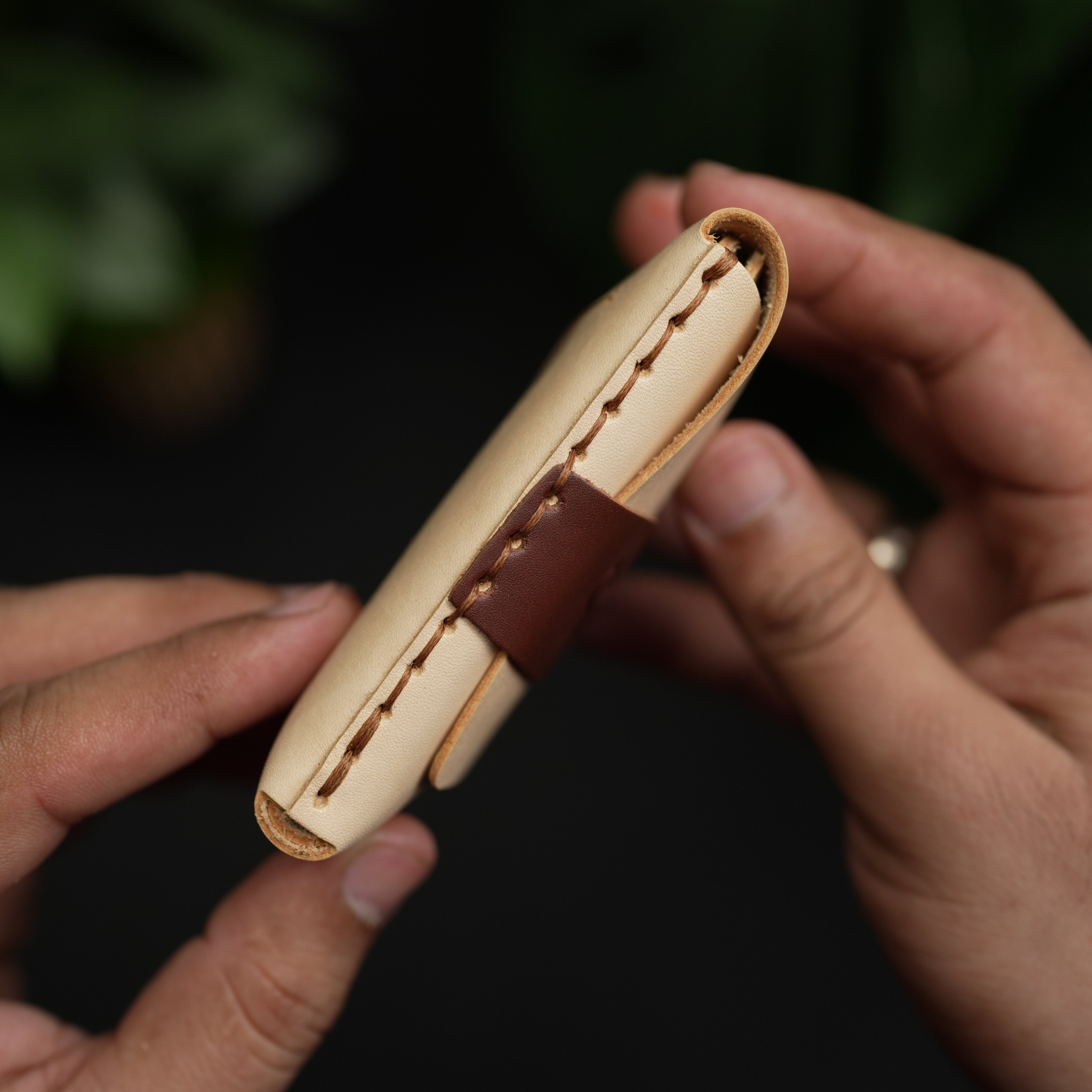 No. 101 All in one Card wallet natural vegtan leather & Brown combination