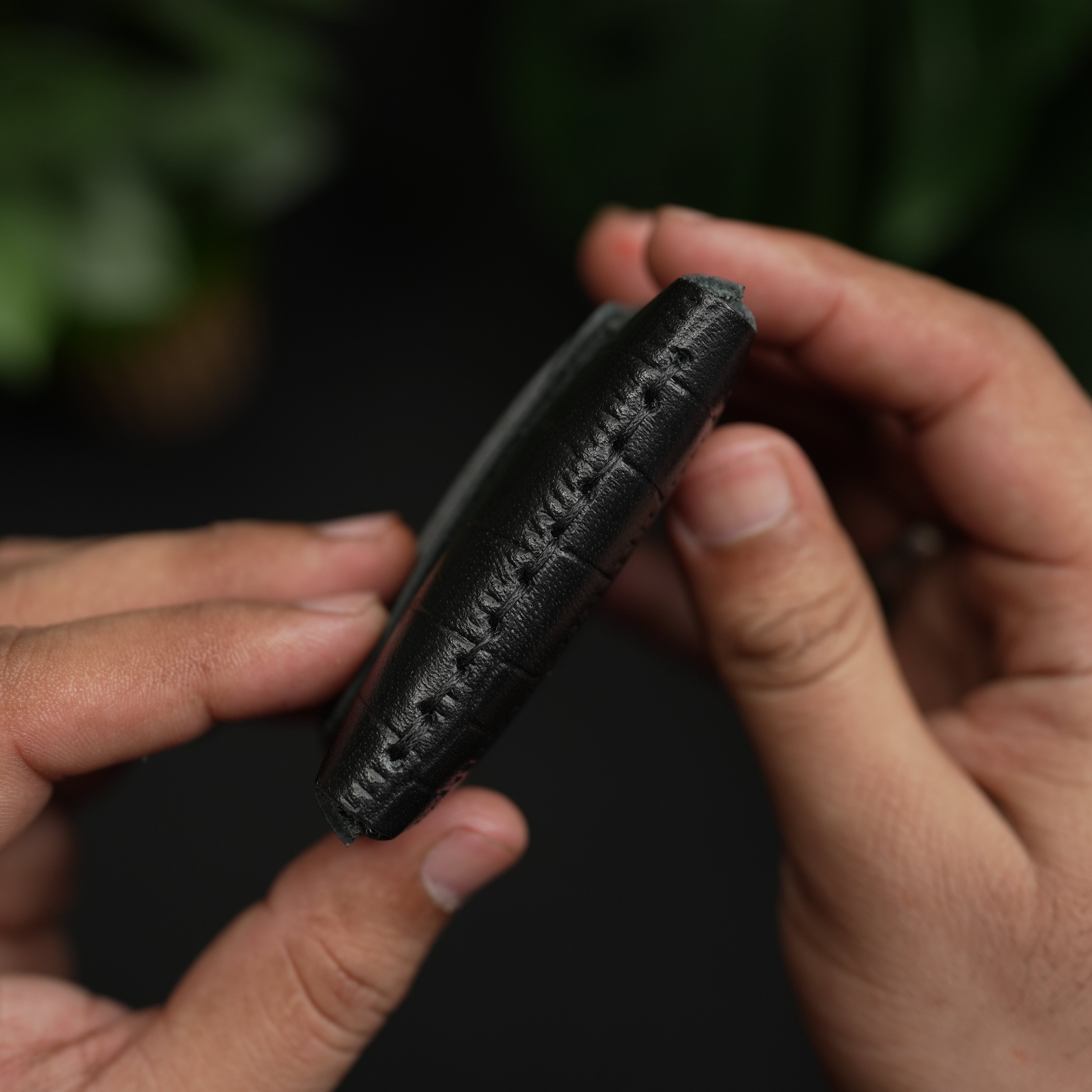 No.101 All-in-One Black Crocodile Cow Leather Wallet Black color