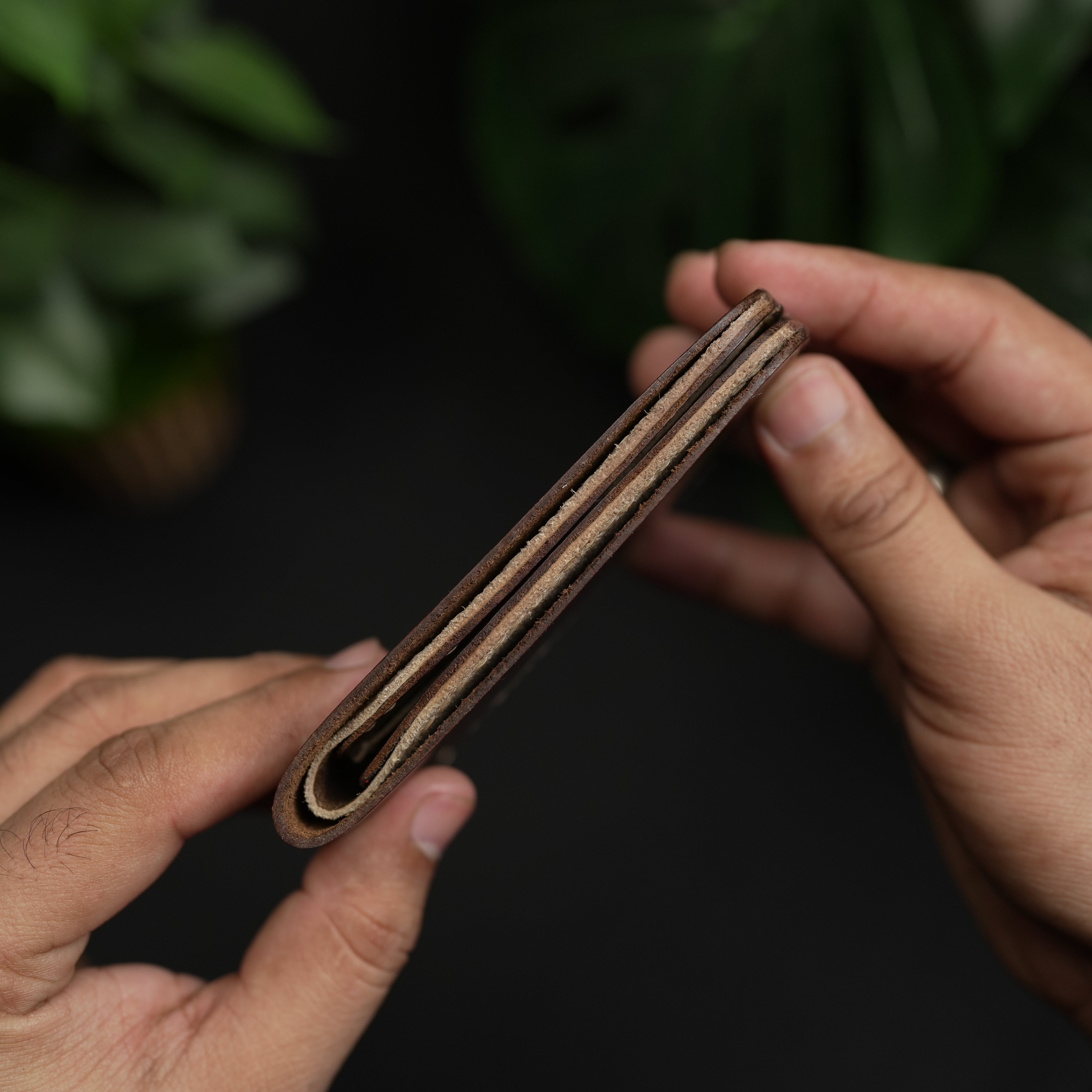 No.55-V2 Classic Bifold Leather Wallet Dark brown and light brown combination