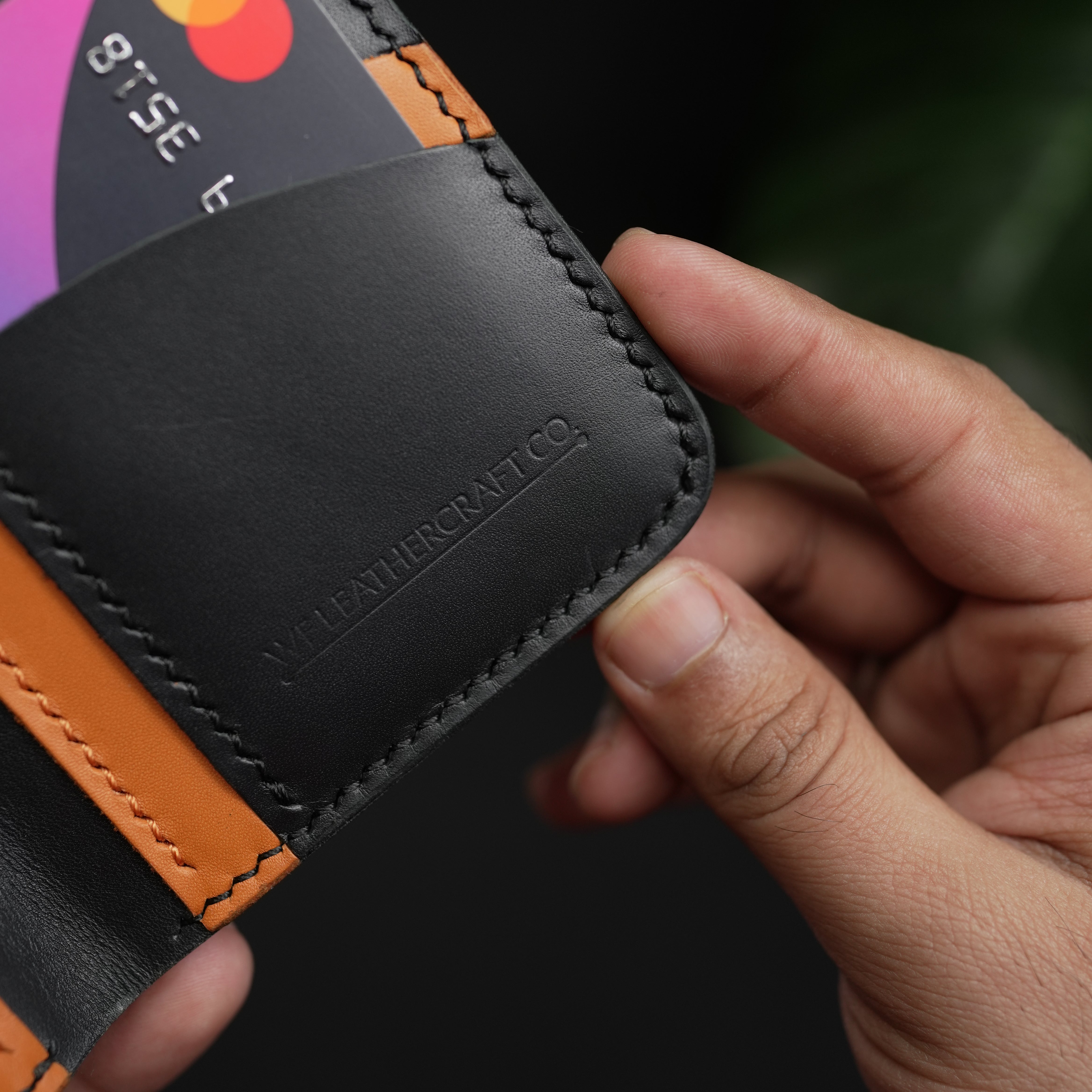 NO.86 VERTICLE BIFOLD LEATHER WALLET (OCEAN BLACK & TAN)