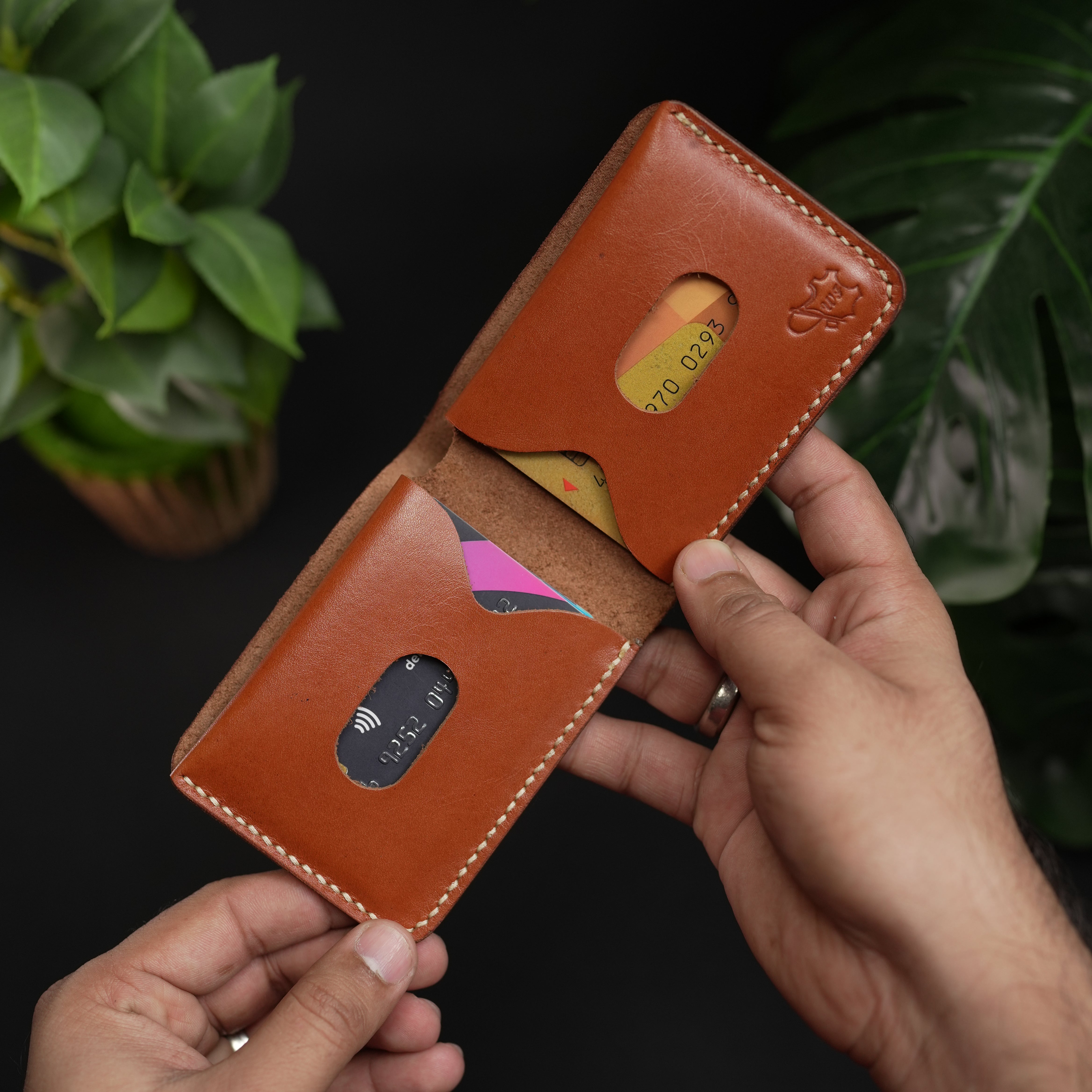 No.98 Bifold leather wallet ( british tan color )