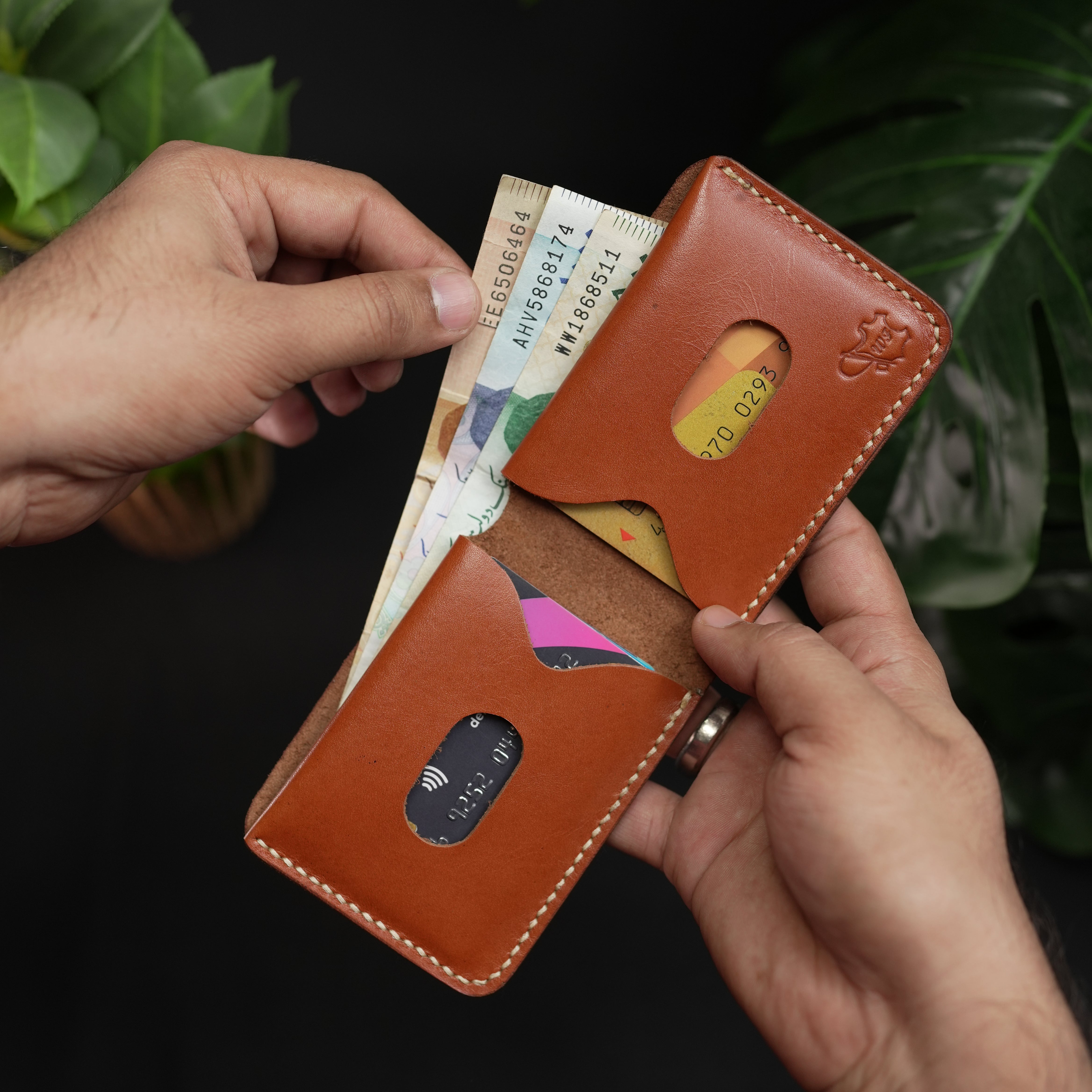 No.98 Bifold leather wallet ( british tan color )