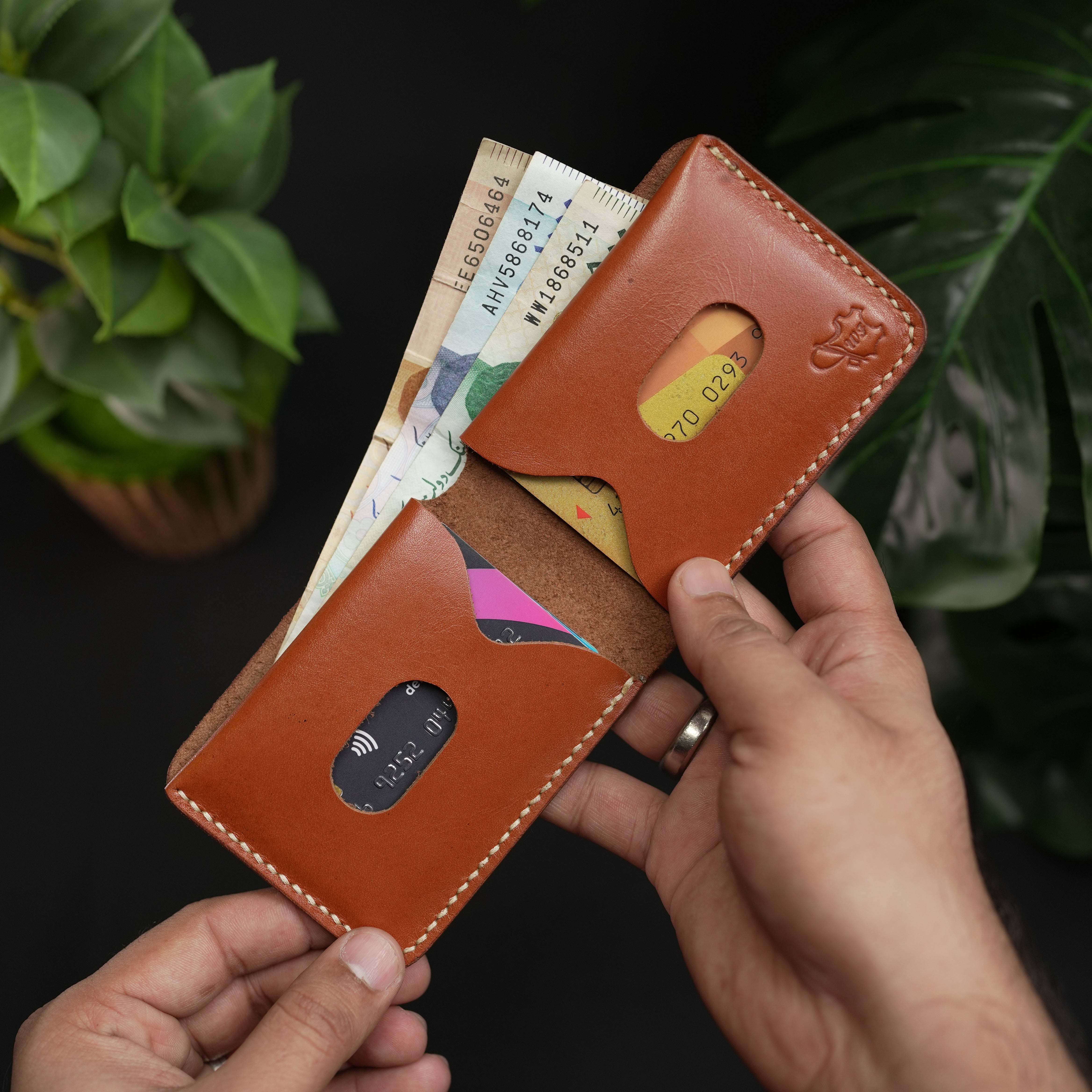 No.98 Bifold leather wallet ( british tan color )