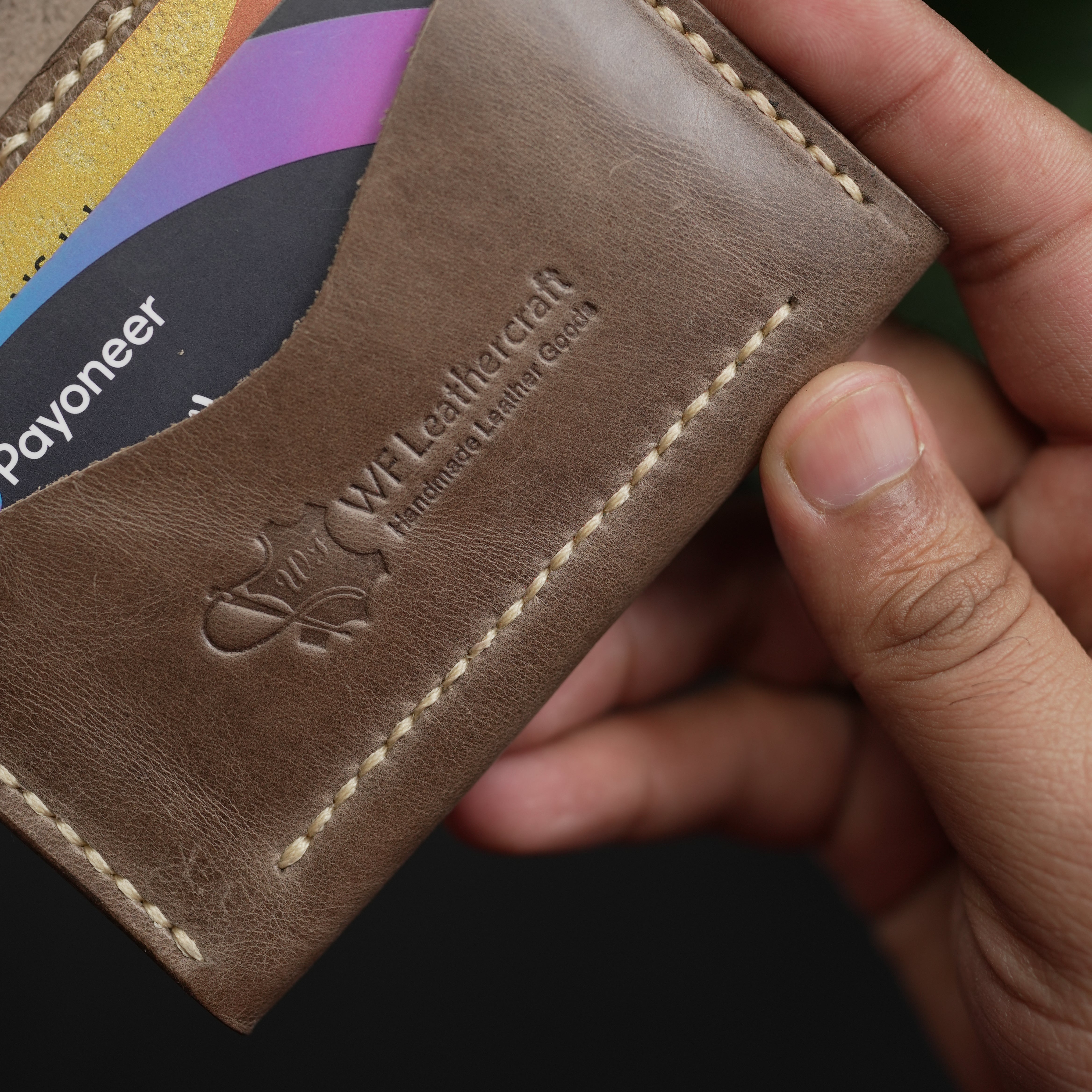 No.69 Vertical Bifold Leather Wallet Olive Brown Color