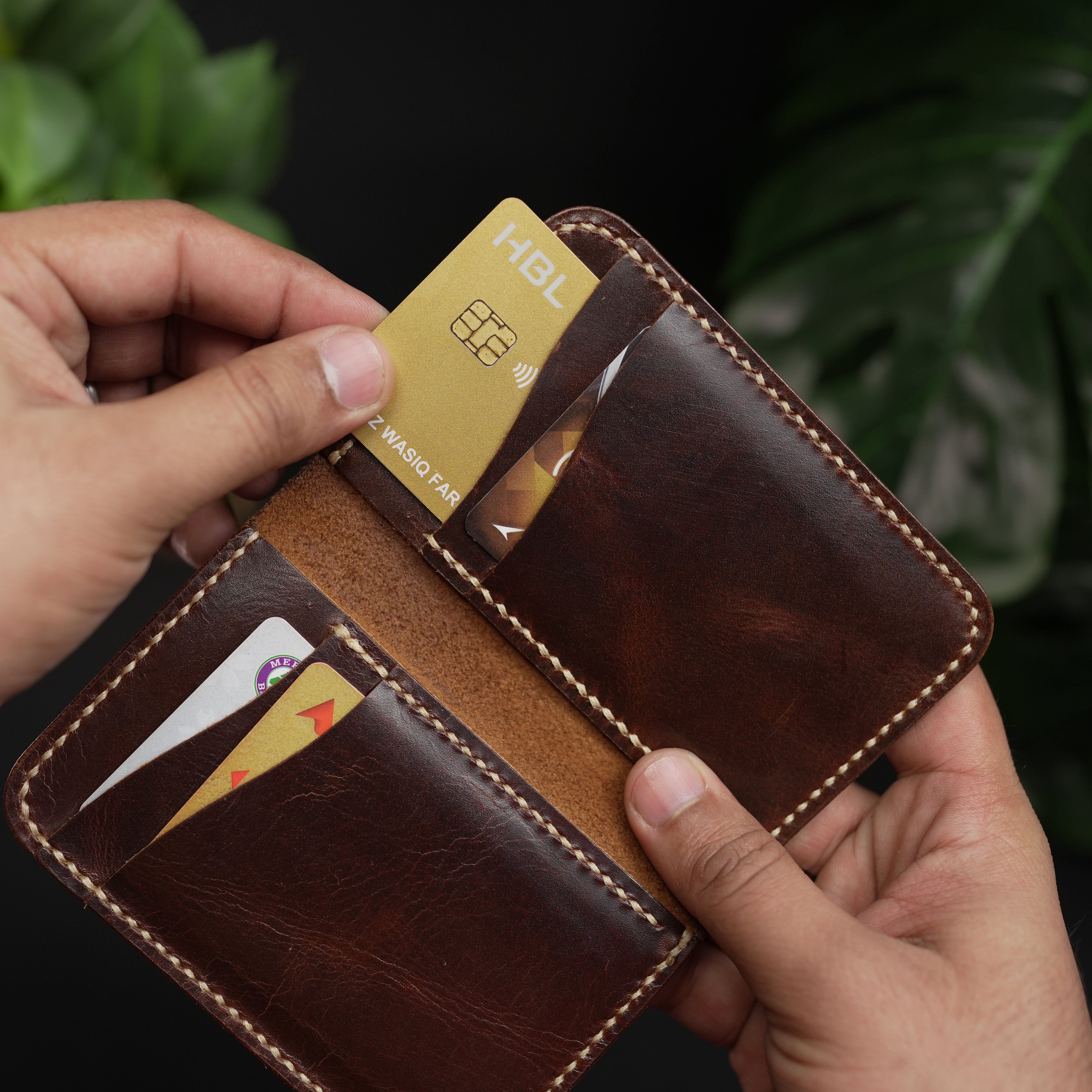 No. 90 Vertical bifold Leather wallet Brown Color