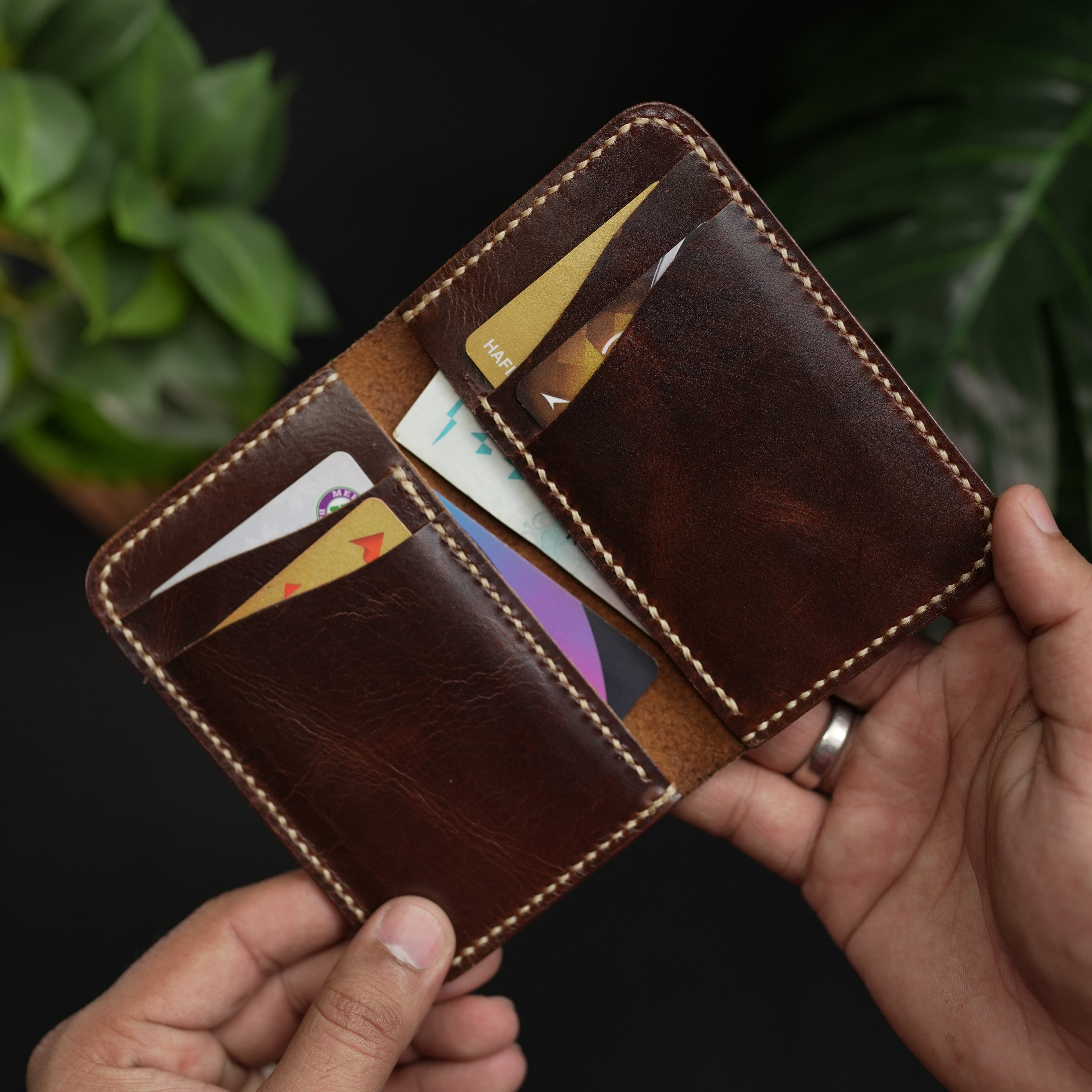No. 90 Vertical bifold Leather wallet Brown Color