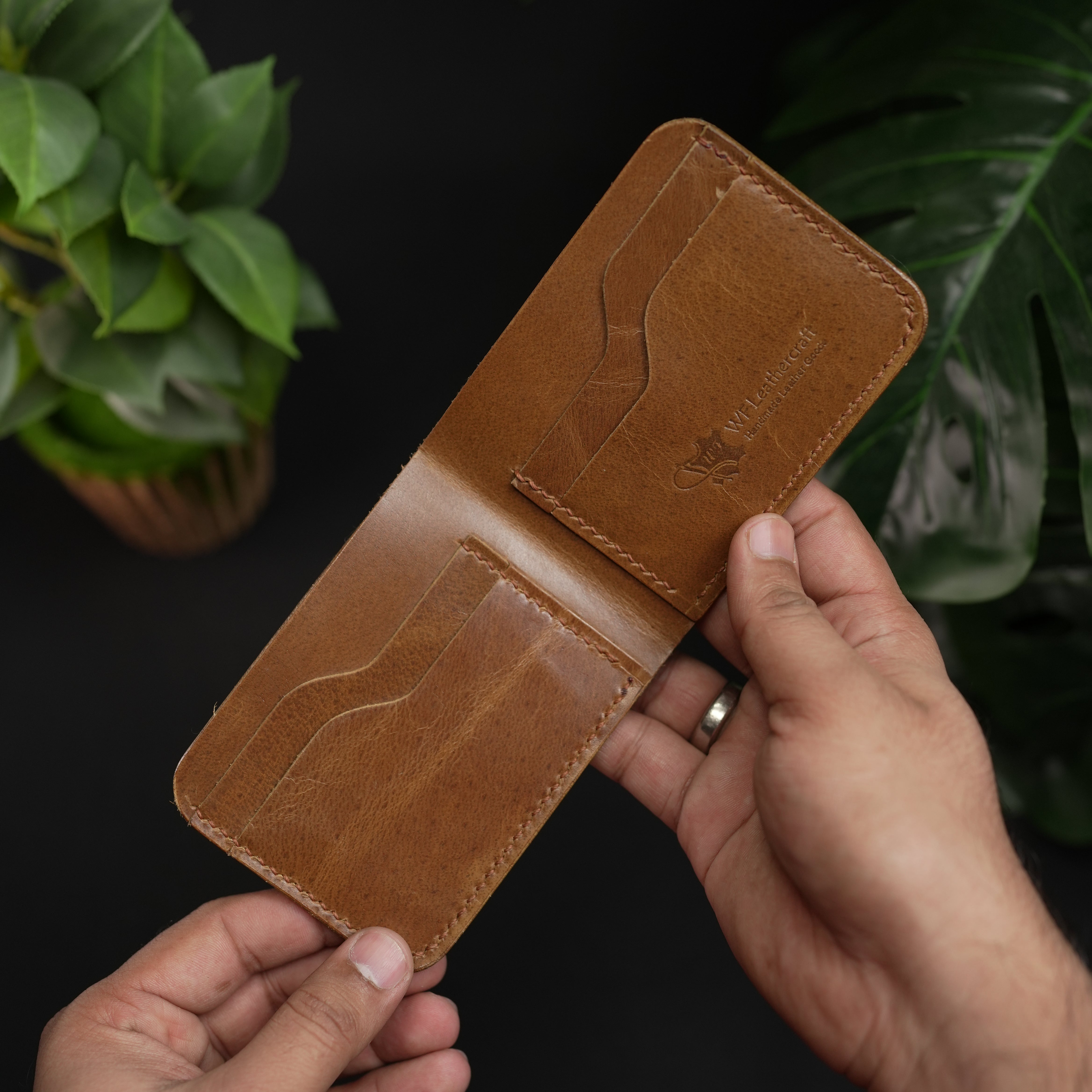 No.55 Bilfold Leather wallet Tan Color