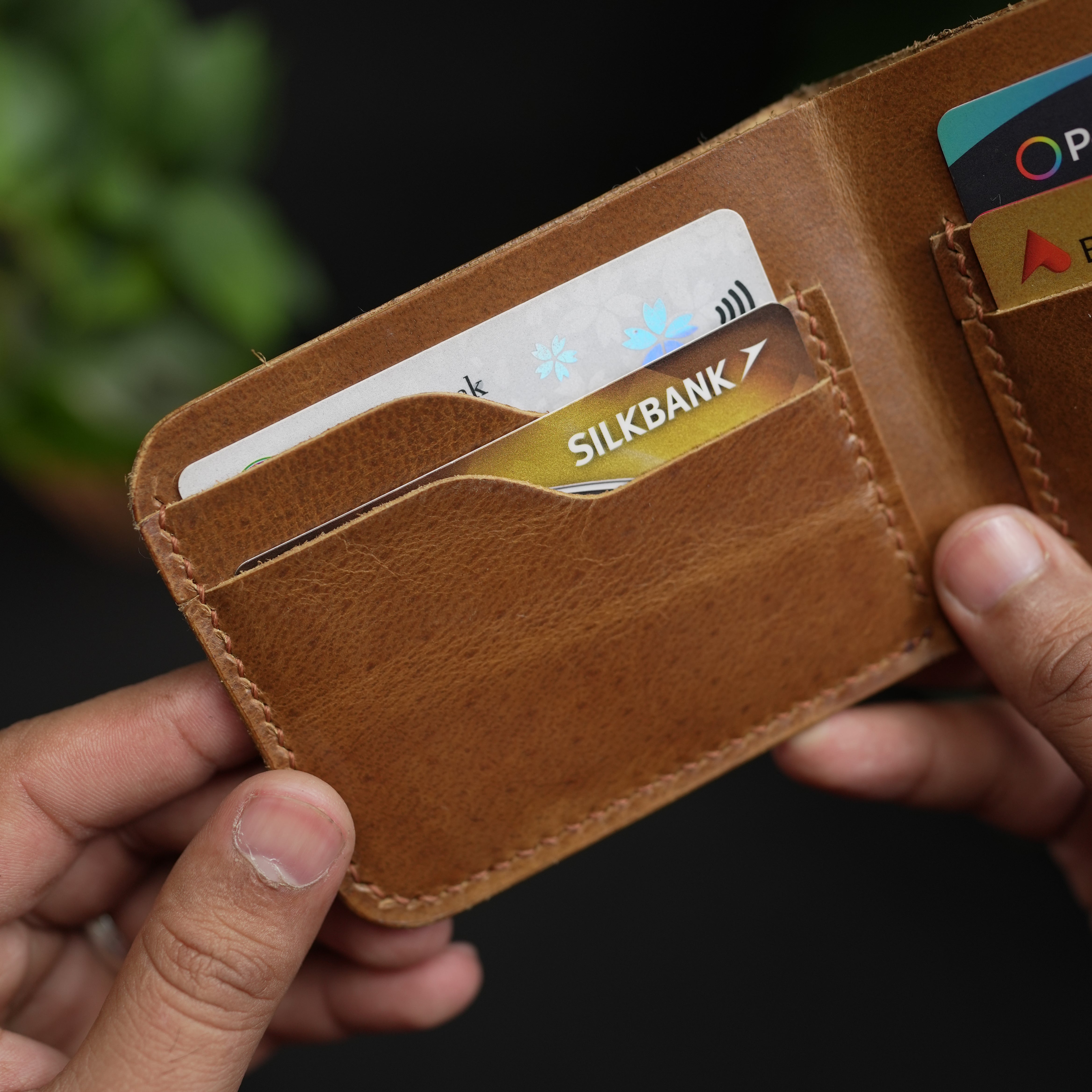 No.55 Bilfold Leather wallet Tan Color