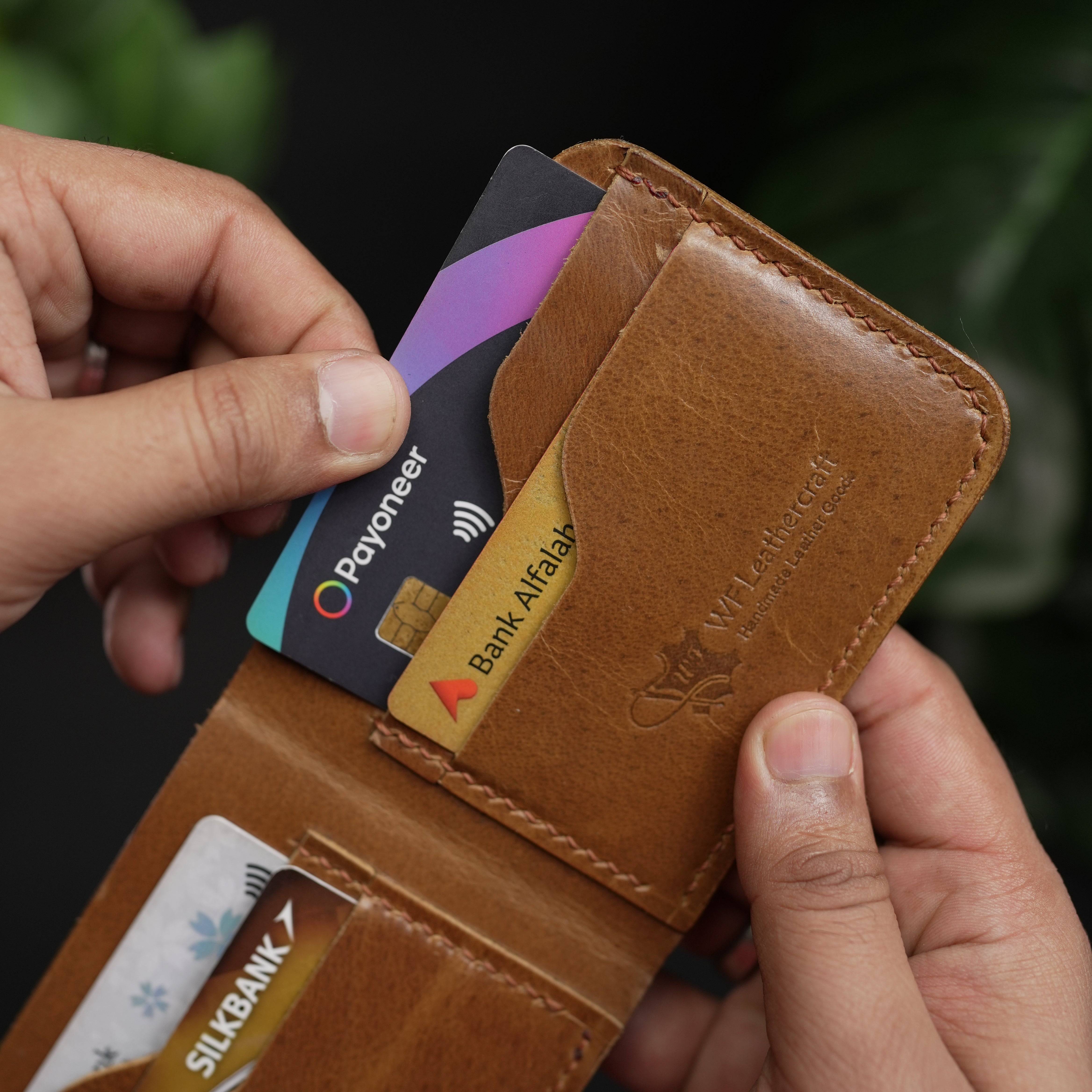 No.55 Bilfold Leather wallet Tan Color