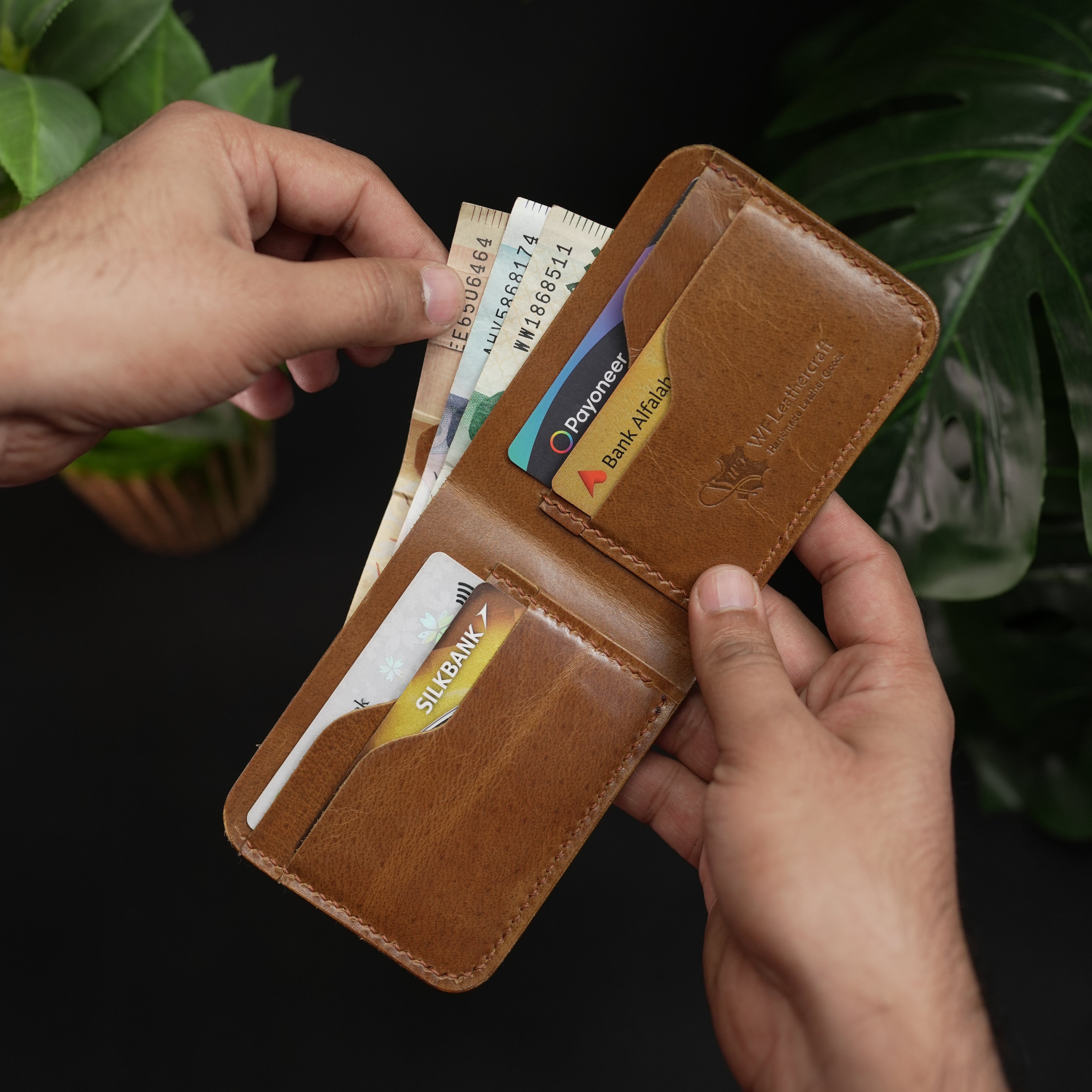 No.55 Bilfold Leather wallet Tan Color