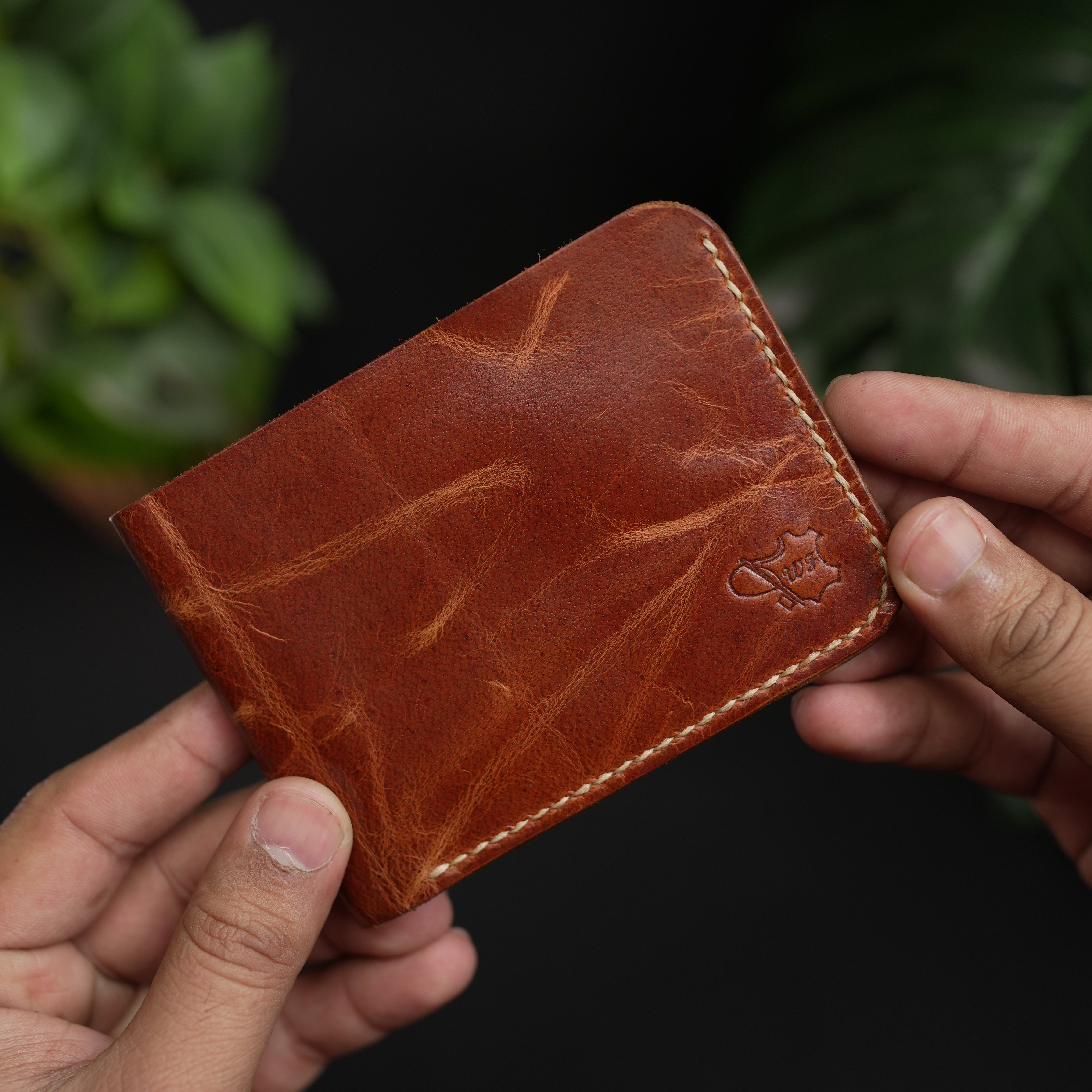 No.55 Bilfold Leather wallet Vintage Tan Color