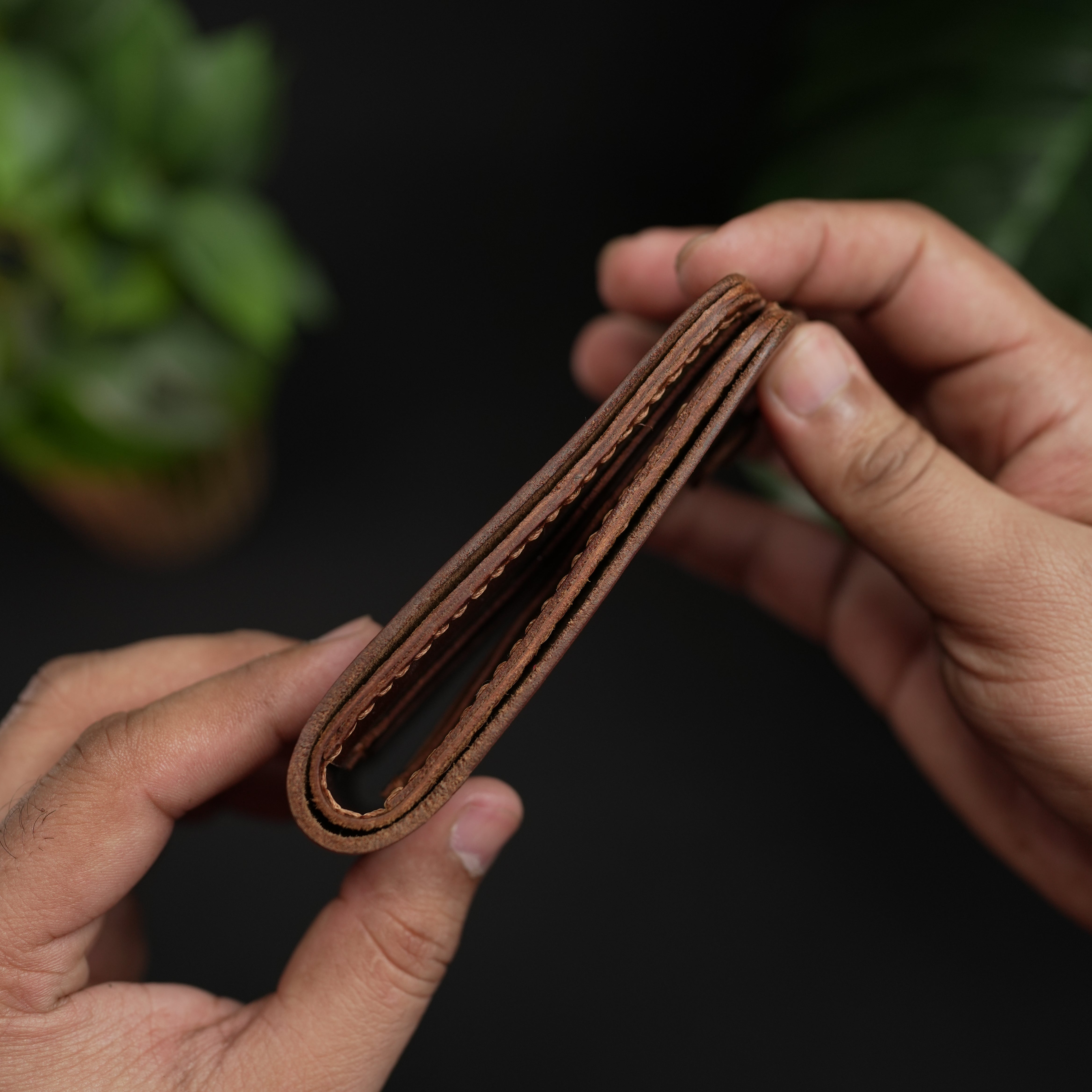 No.55 Classic Bifold Wallet Natural Brown With Button