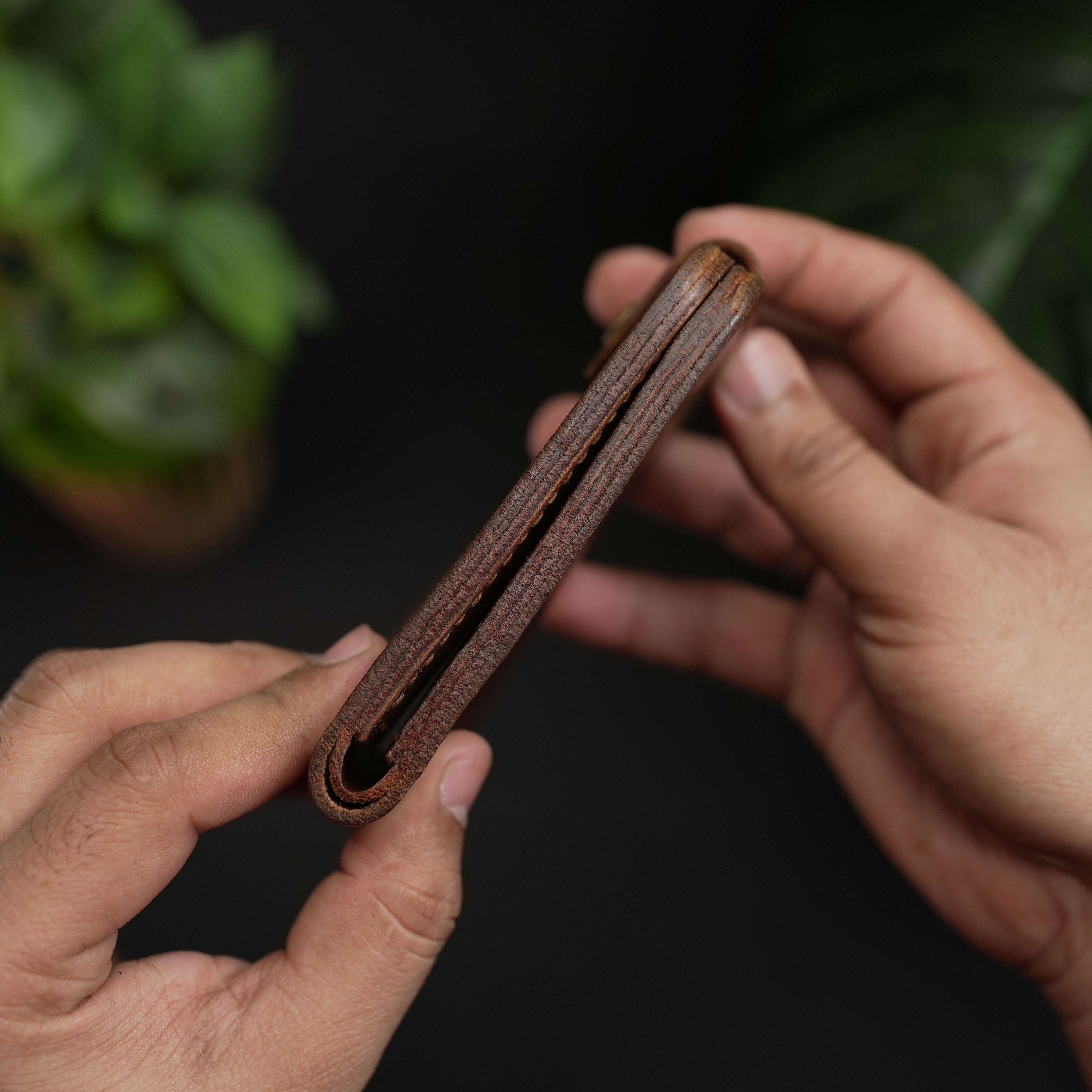 No.55 Classic Bifold Wallet Natural Brown With Button