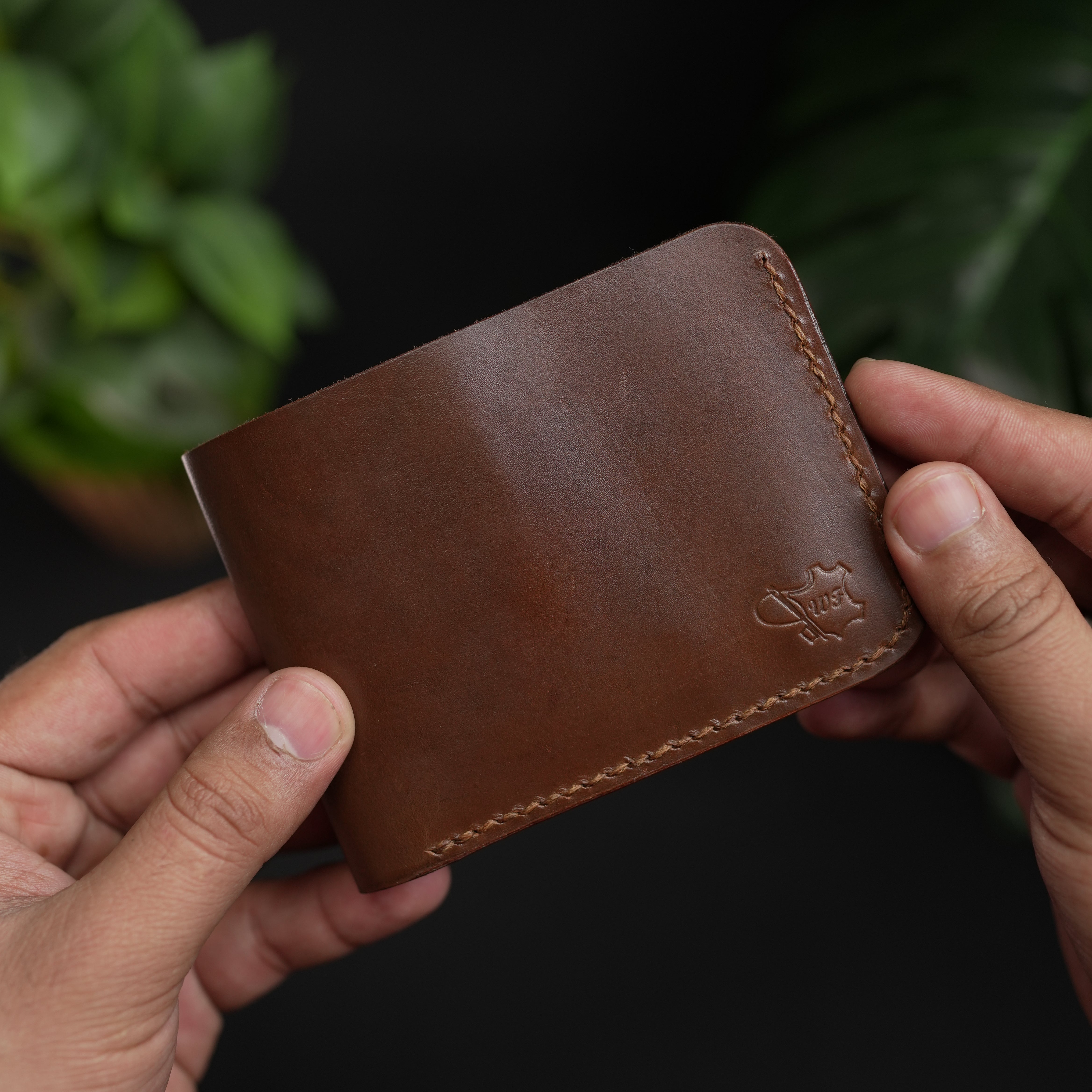 No.55 Bilfold Leather wallet Natural Brown Color
