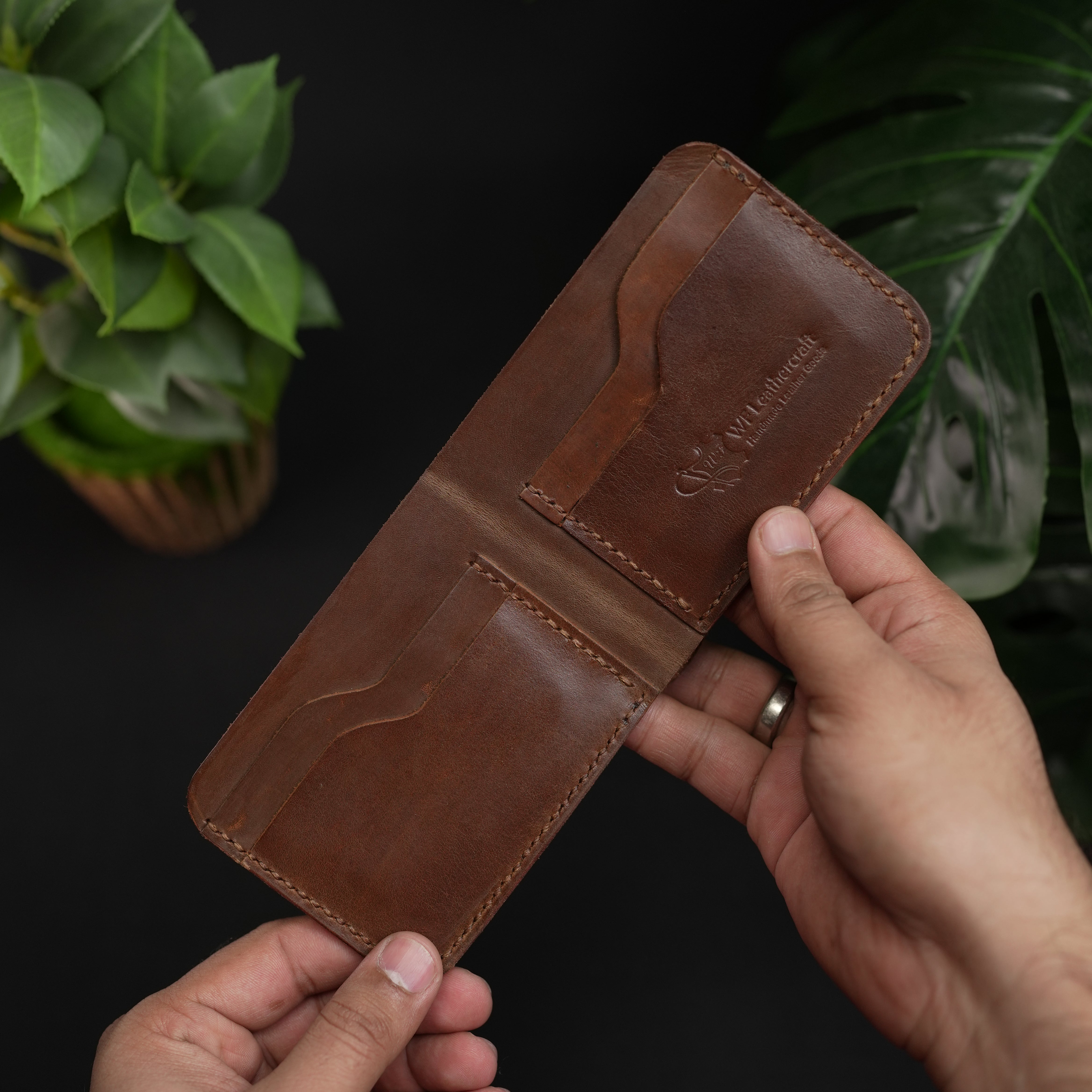 No.55 Bilfold Leather wallet Natural Brown Color