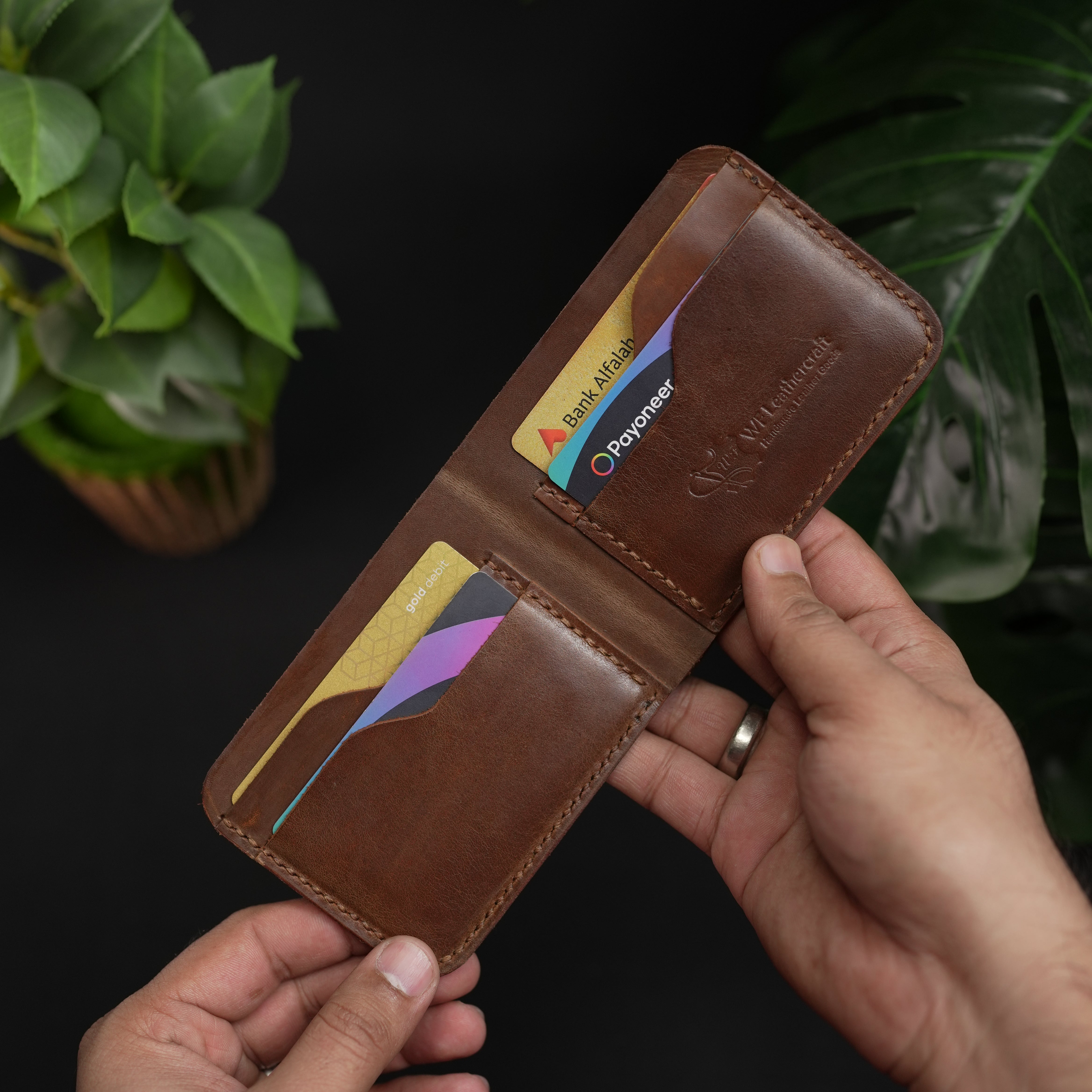 No.55 Bilfold Leather wallet Natural Brown Color