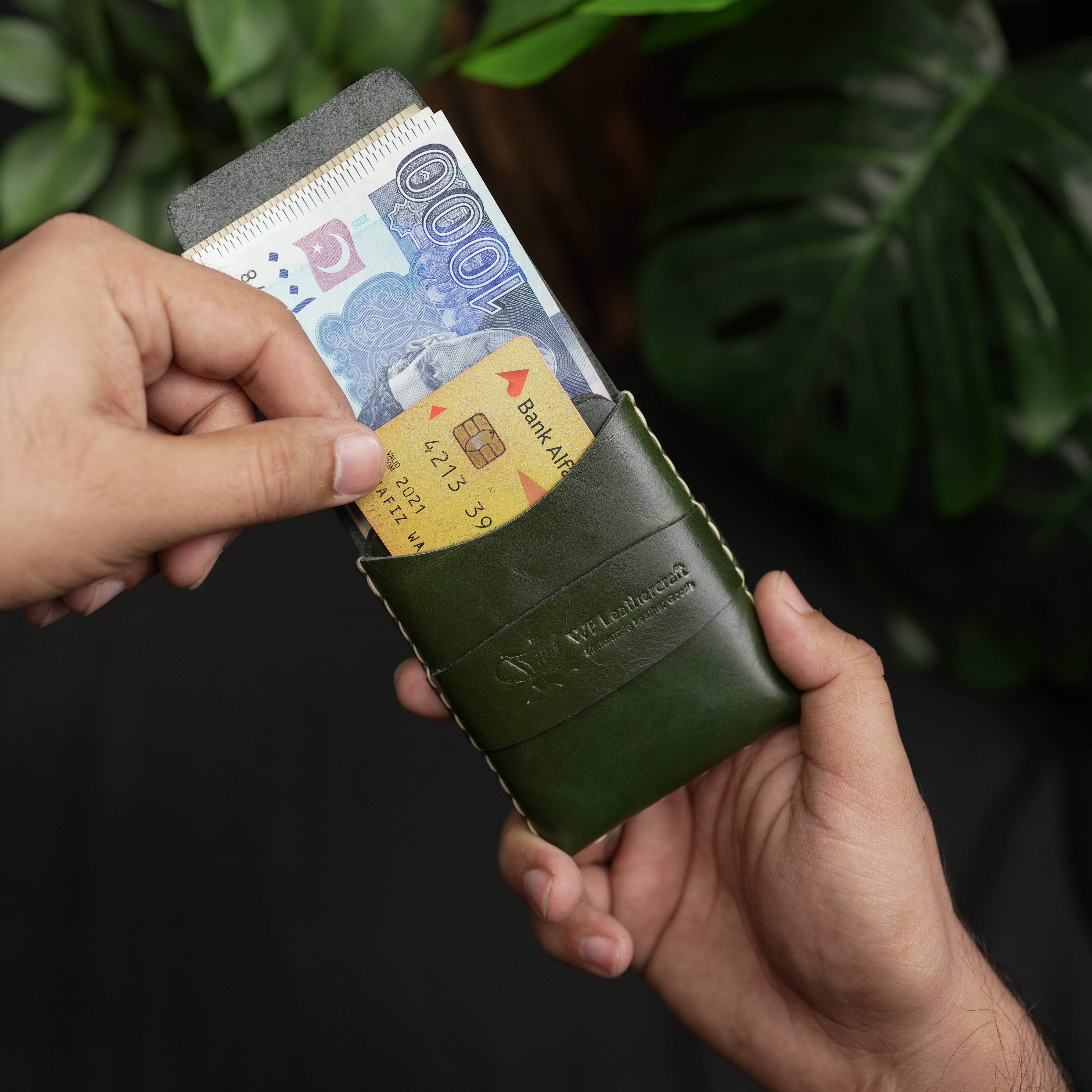 No. 101 All in one Card wallet Dark Green color