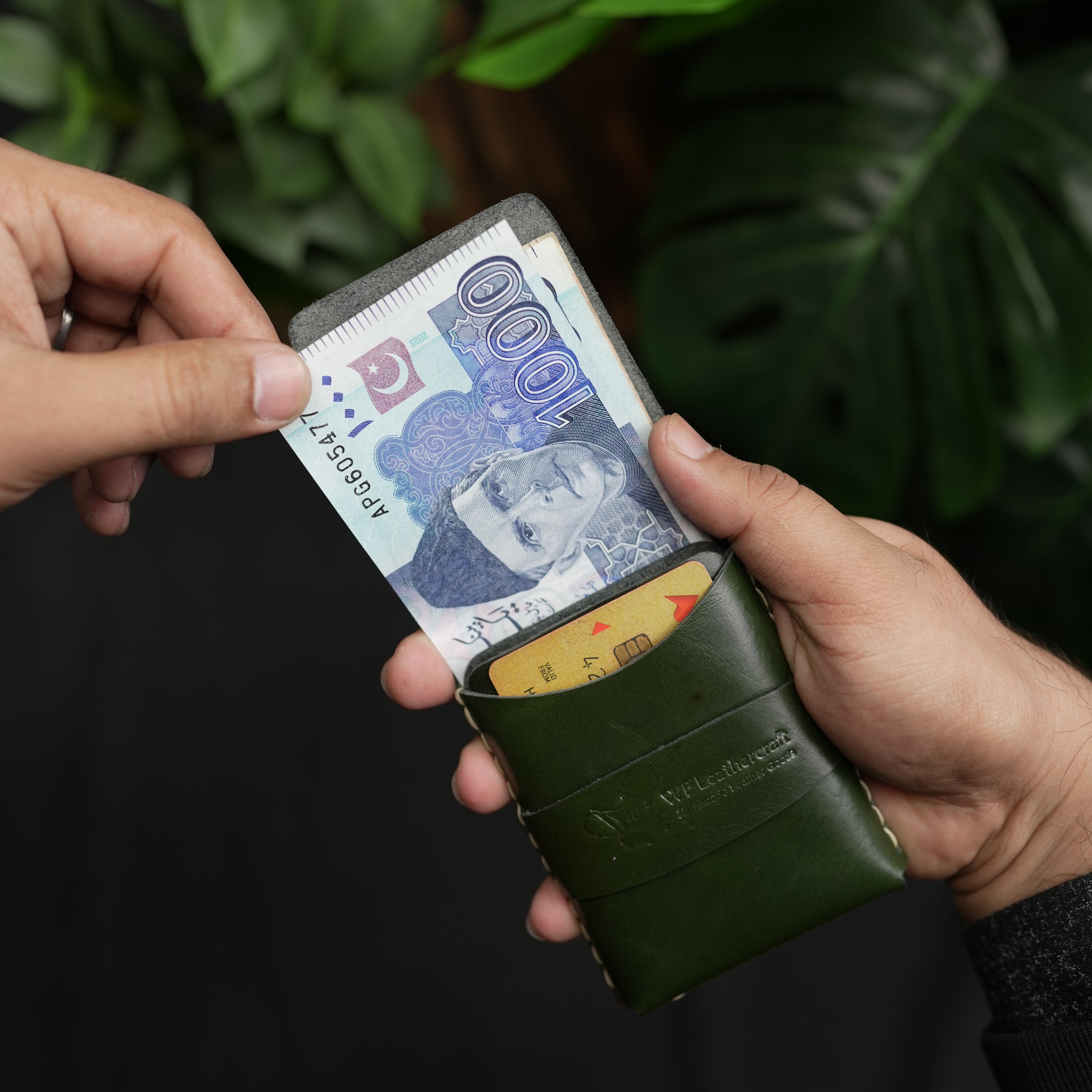 No. 101 All in one Card wallet Dark Green color