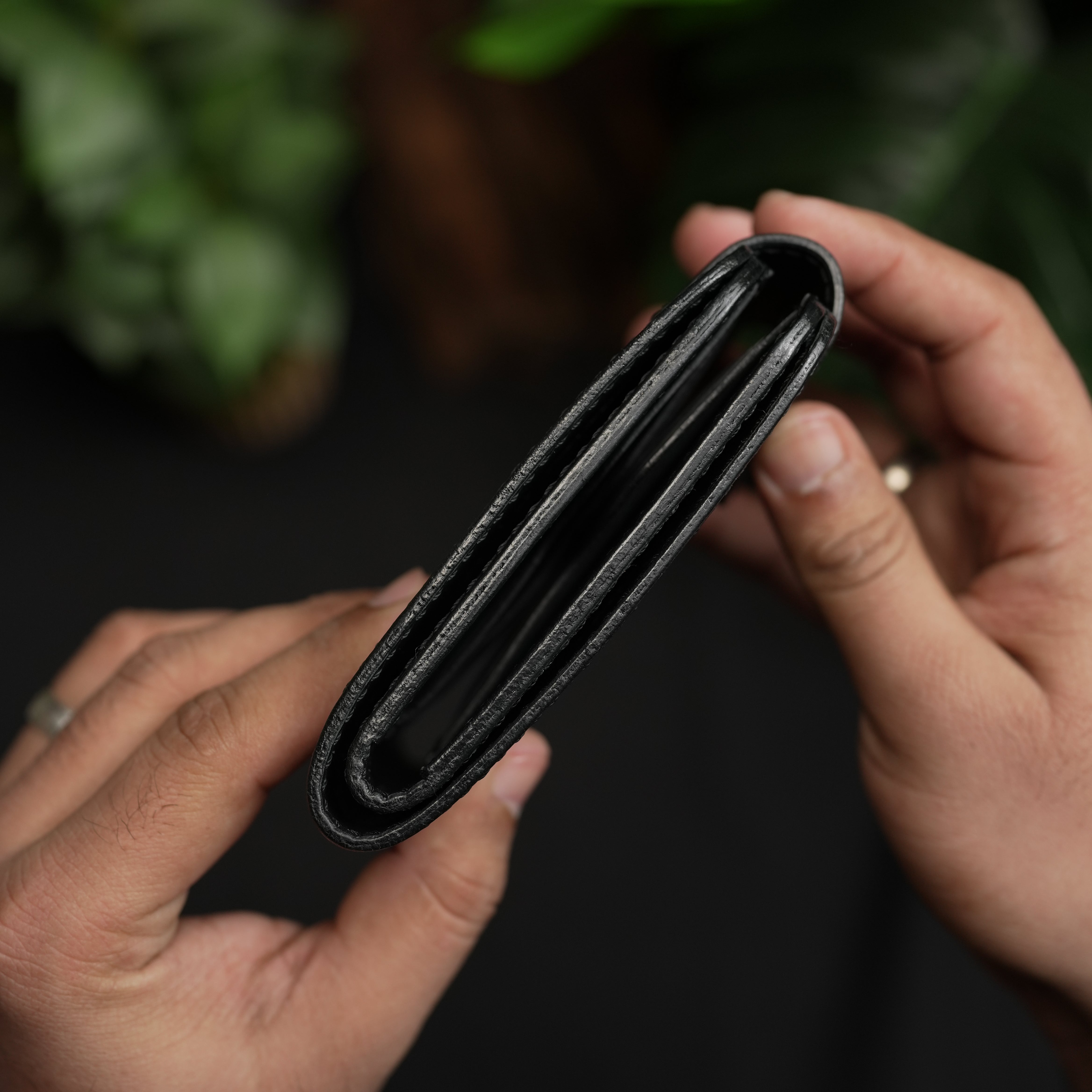 No.55 Pro claasic full optianl Leather wallet Full Black