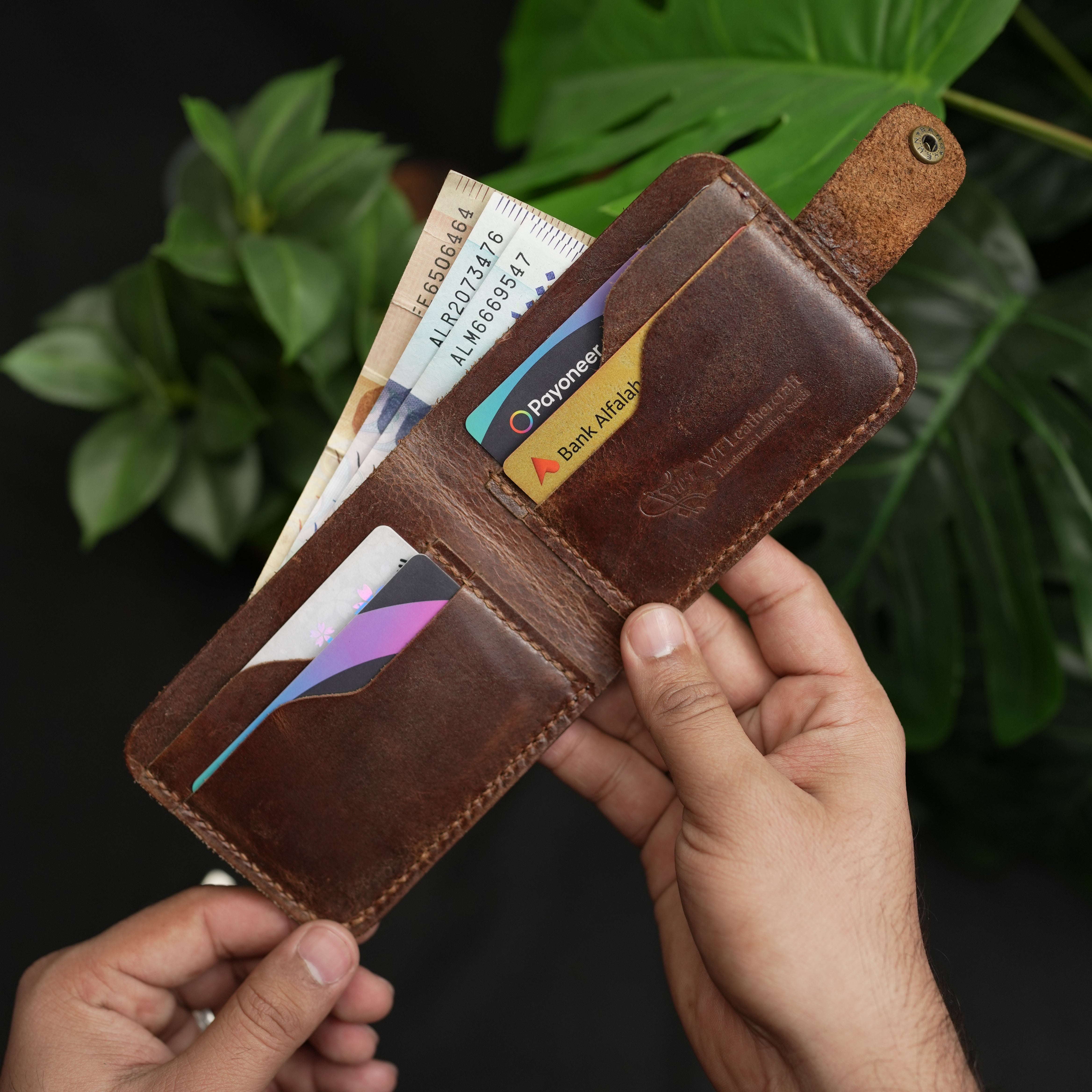 No.55 Bifold Wallet Natural Brown With Button