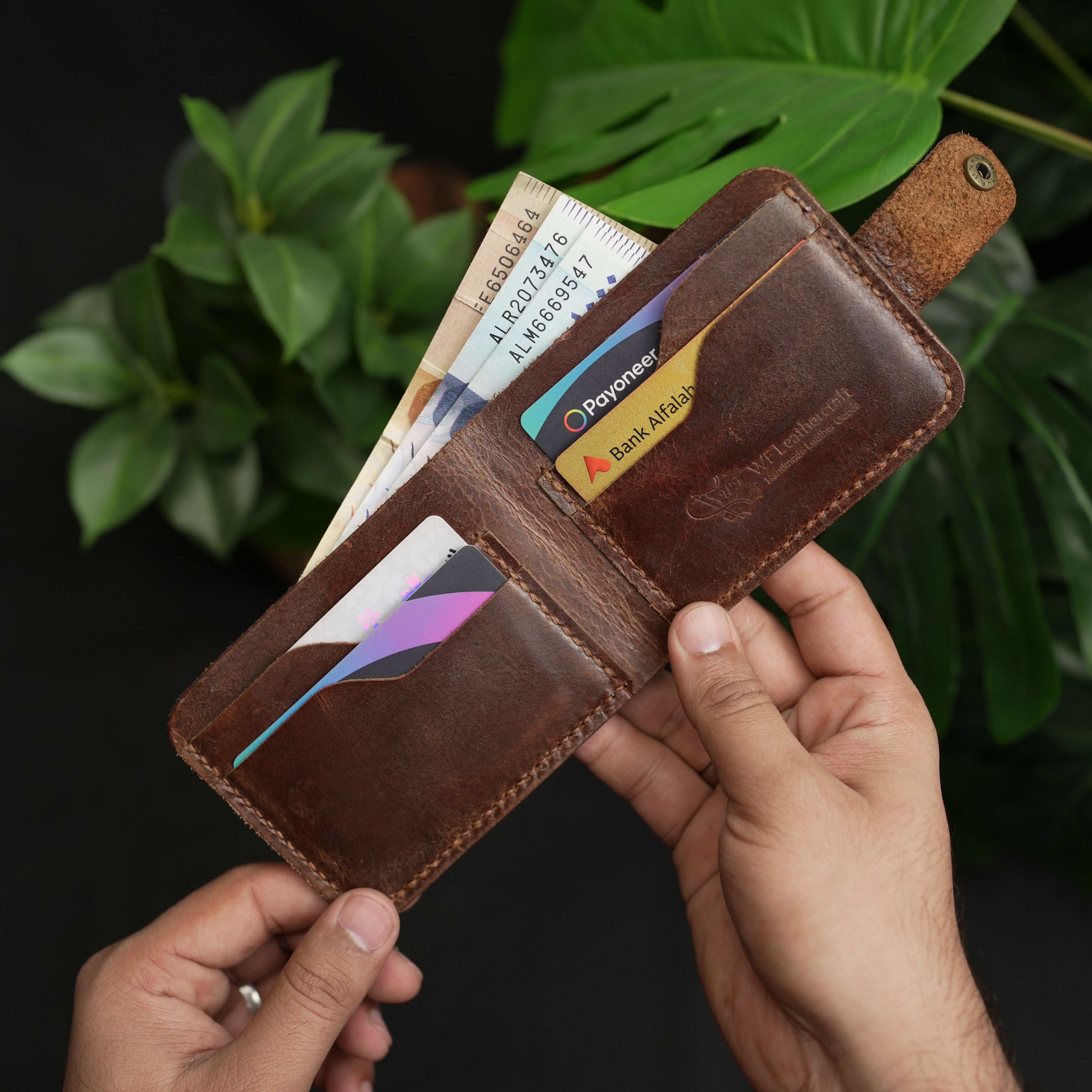 No.55 Bifold Wallet Natural Brown With Button