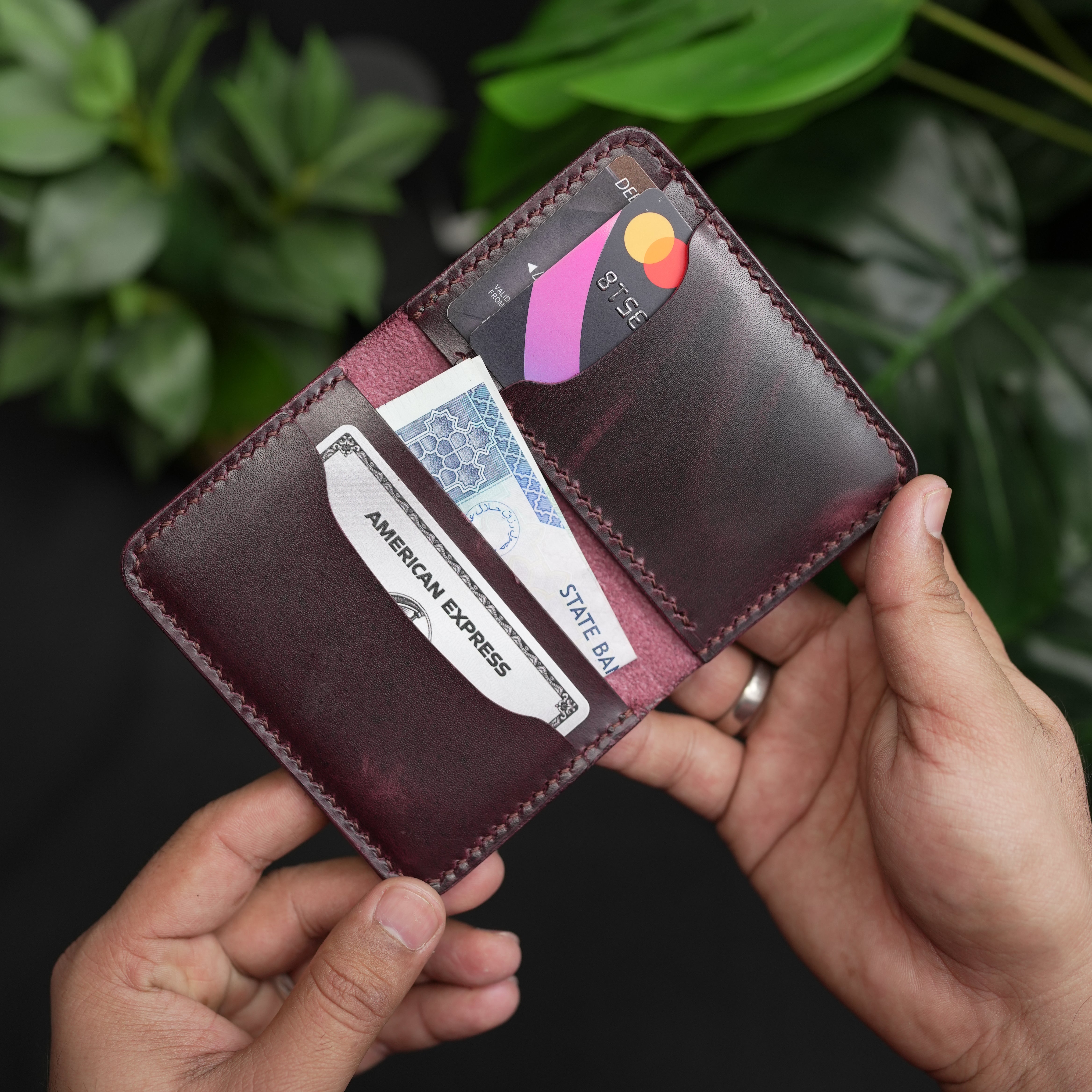 No. 120 Bifold Leather wallet burgnady