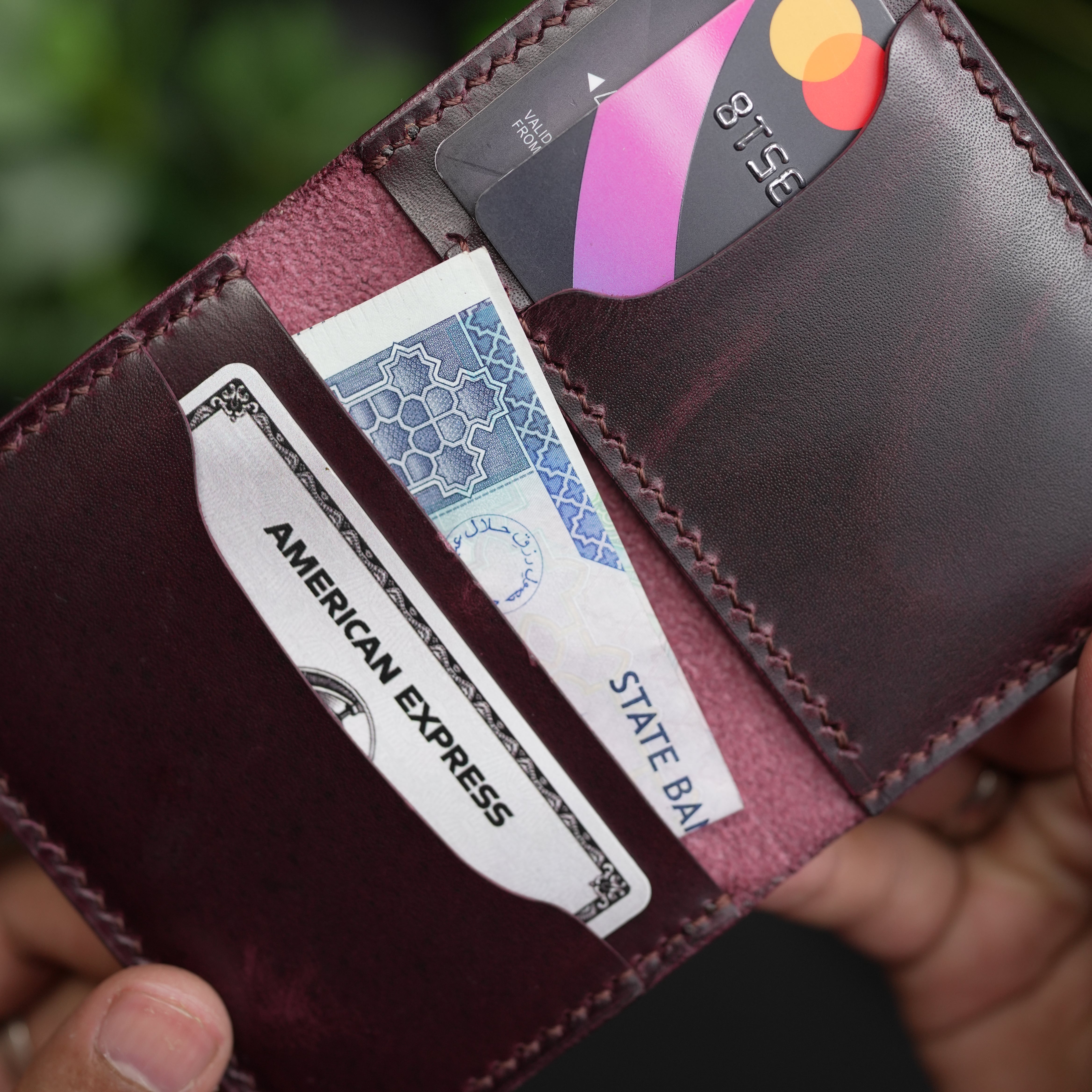 No. 120 Bifold Leather wallet burgnady