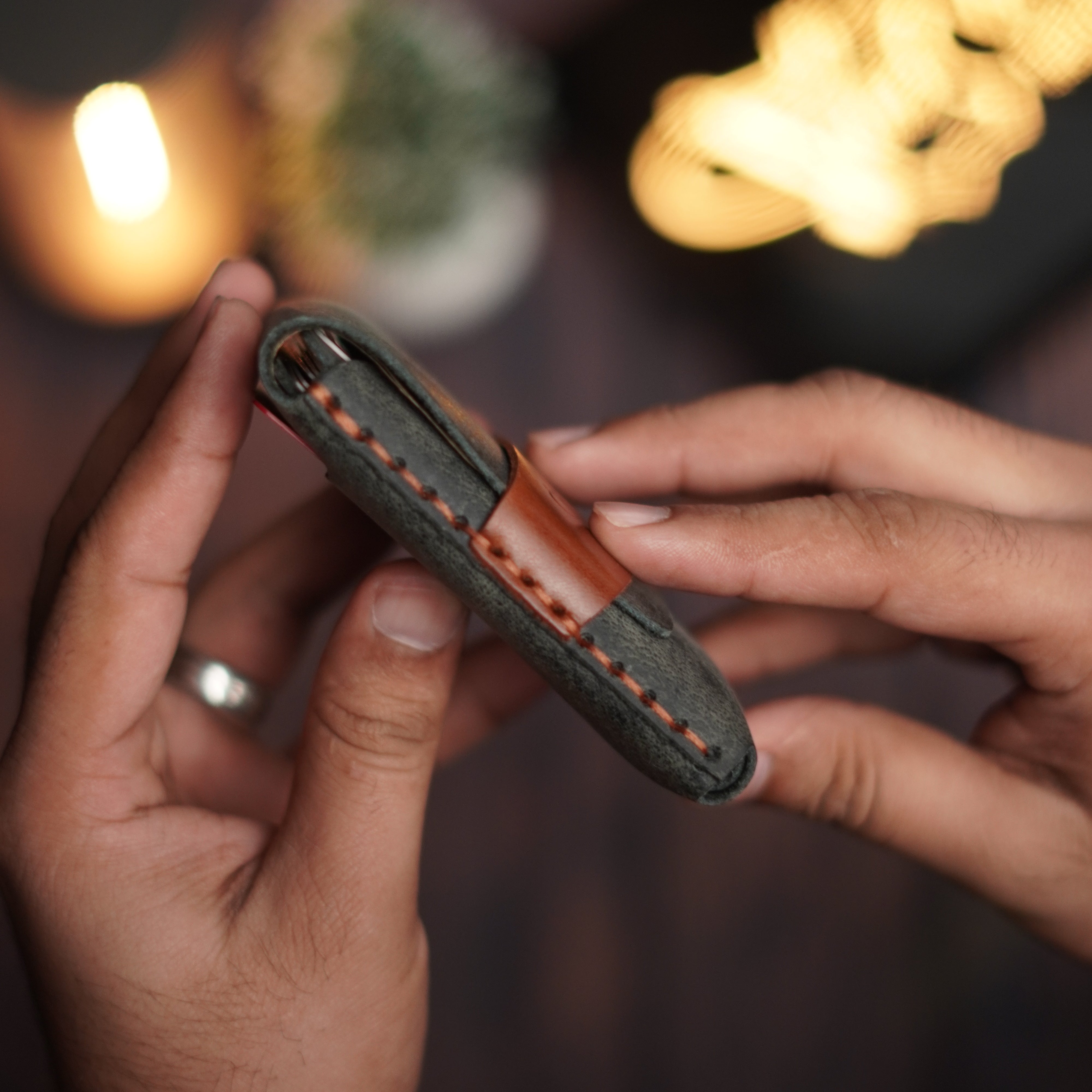 No. 101 All in one Card wallet charcole Black with Brown color