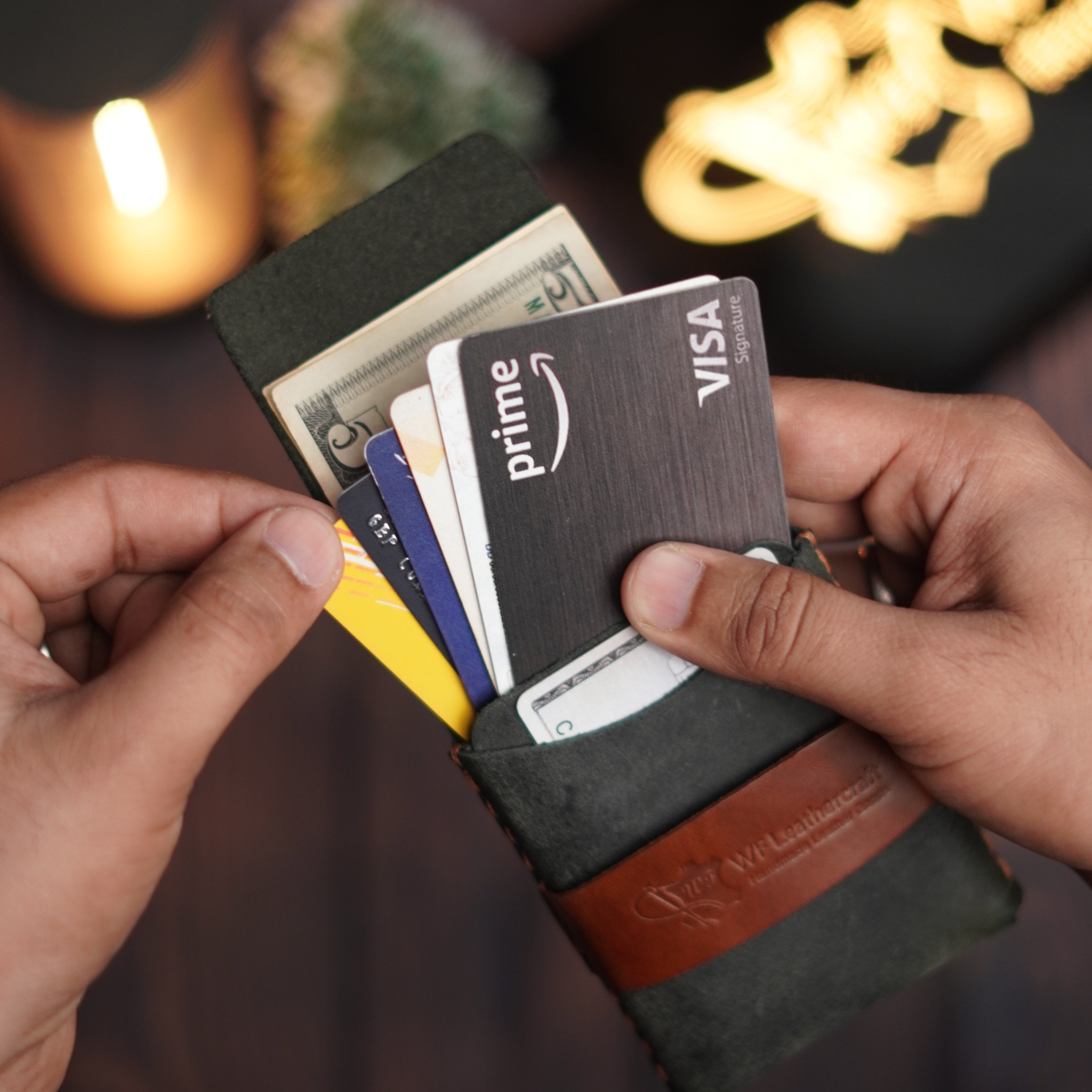 No. 101 All in one Card wallet charcole Black with Brown color