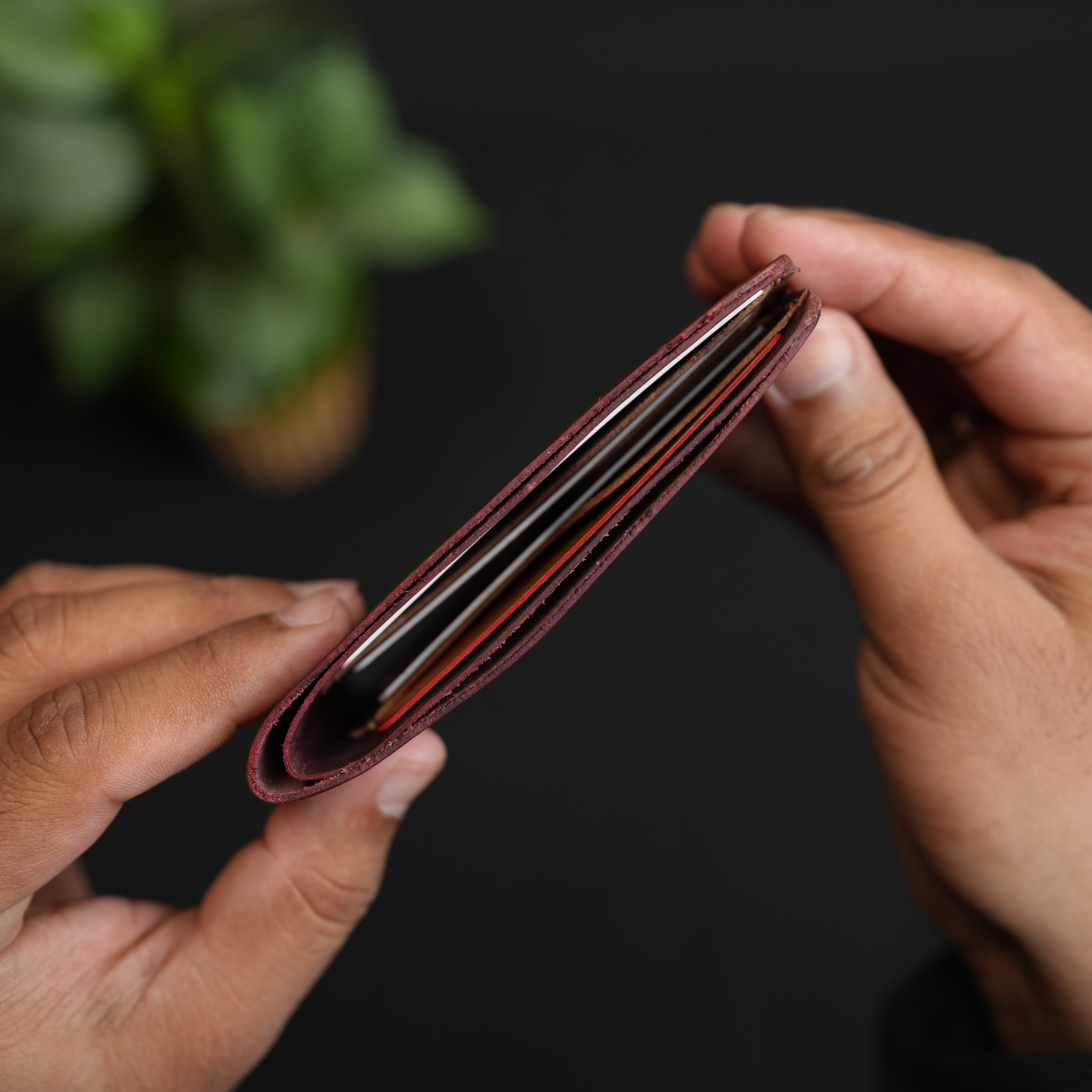 No.55 Bilfold Leather wallet Bordo Color